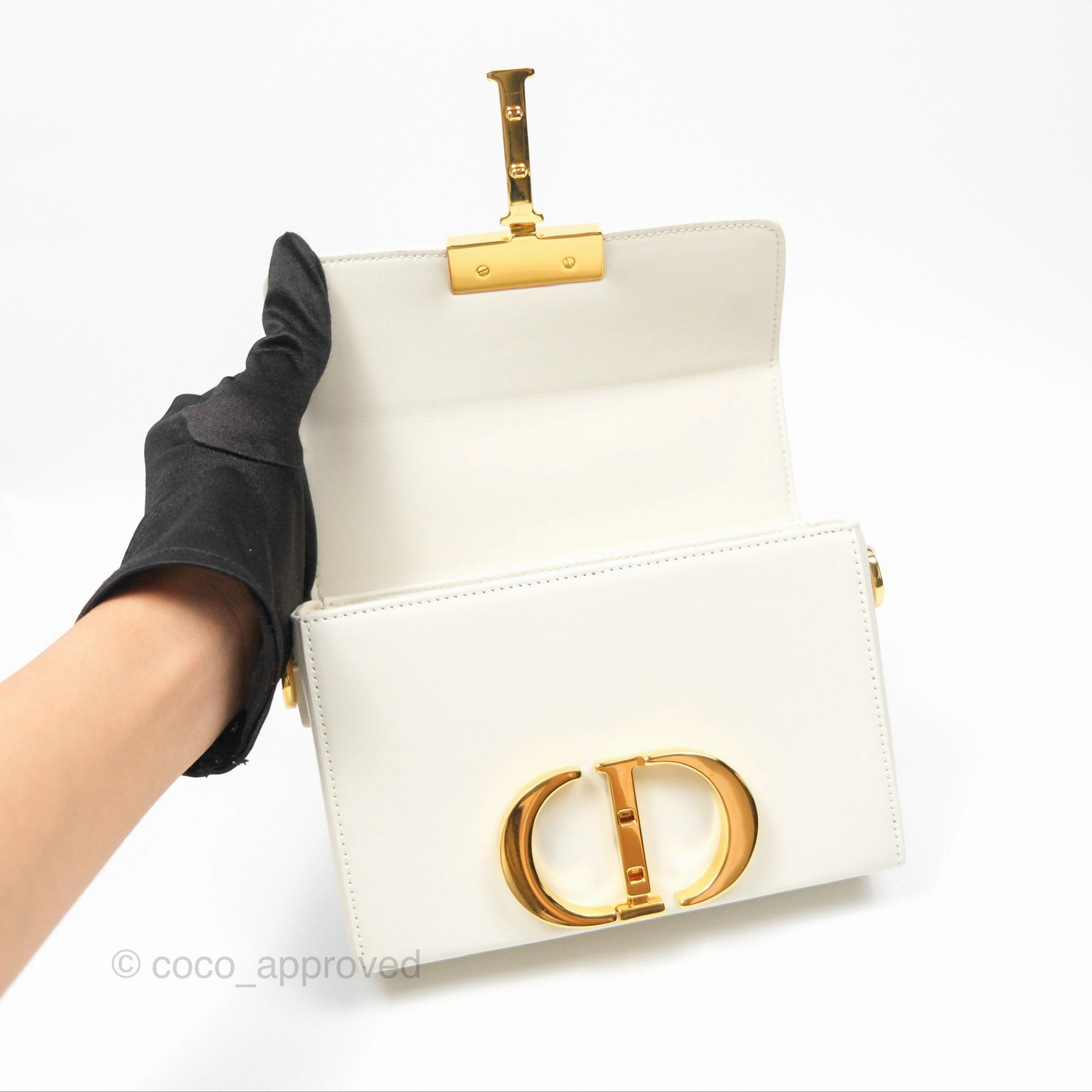 Christian Dior 30 Montaigne Box Bag White Calfskin