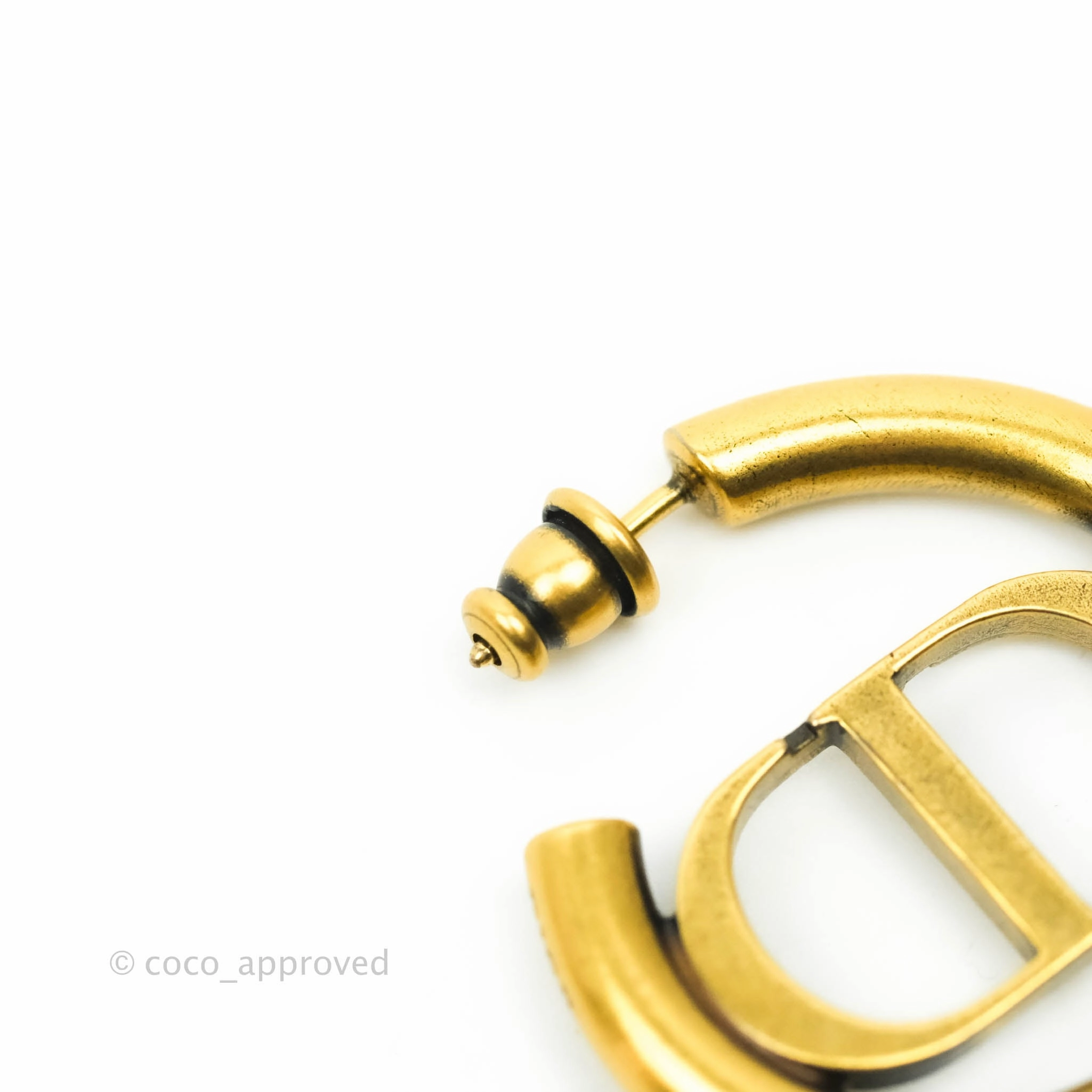 Christian Dior 30 Montaigne Hoop Earrings Antique Gold-Finish