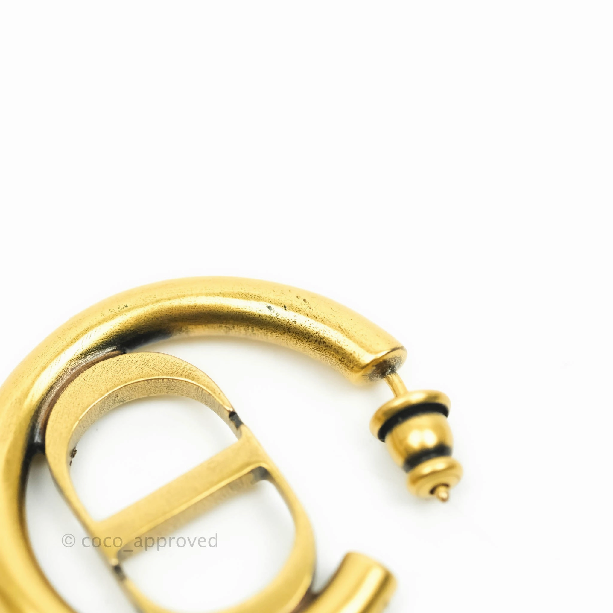 Christian Dior 30 Montaigne Hoop Earrings Antique Gold-Finish