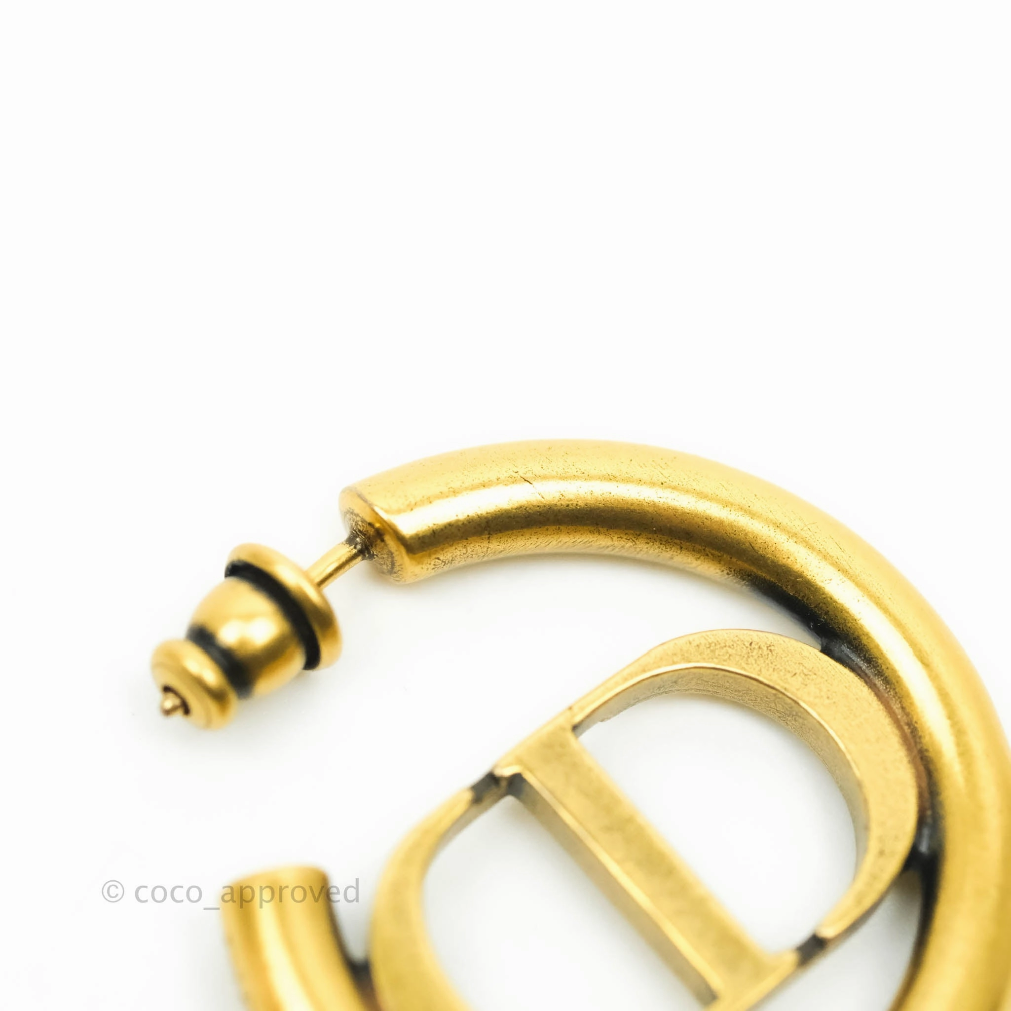 Christian Dior 30 Montaigne Hoop Earrings Antique Gold-Finish