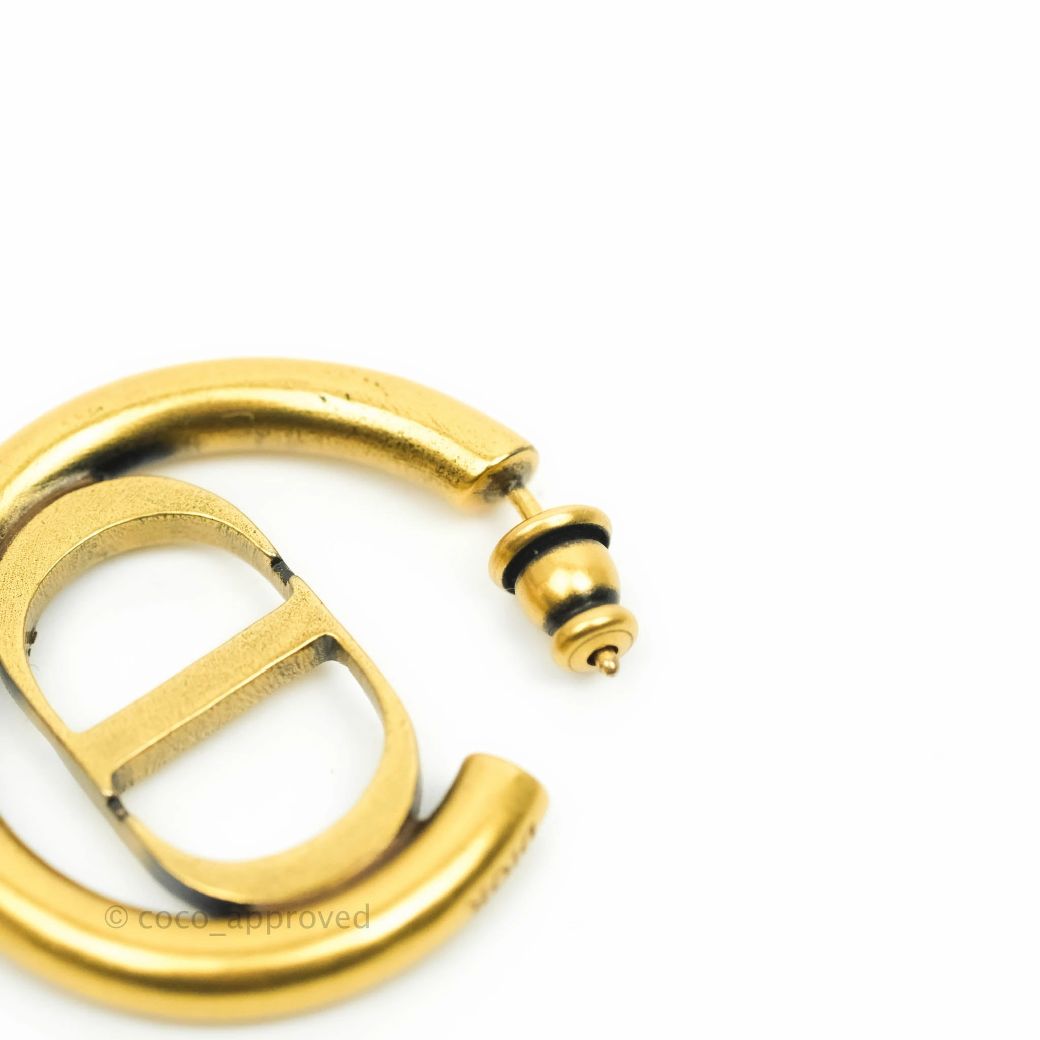 Christian Dior 30 Montaigne Hoop Earrings Antique Gold-Finish