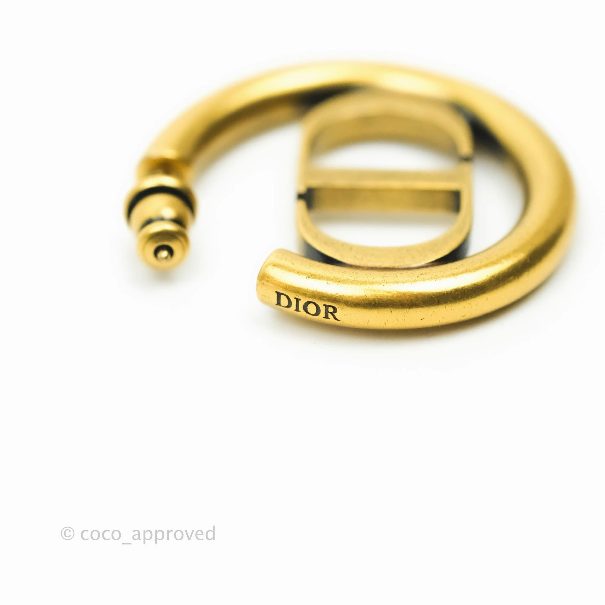 Christian Dior 30 Montaigne Hoop Earrings Antique Gold-Finish