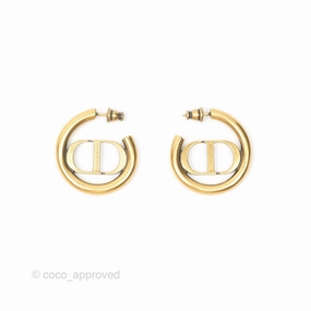 Christian Dior 30 Montaigne Hoop Earrings Gold Tone