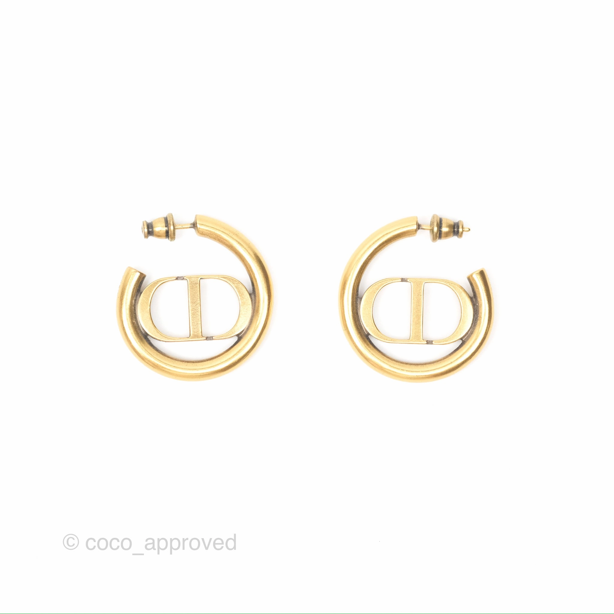Christian Dior 30 Montaigne Hoop Earrings Gold Tone