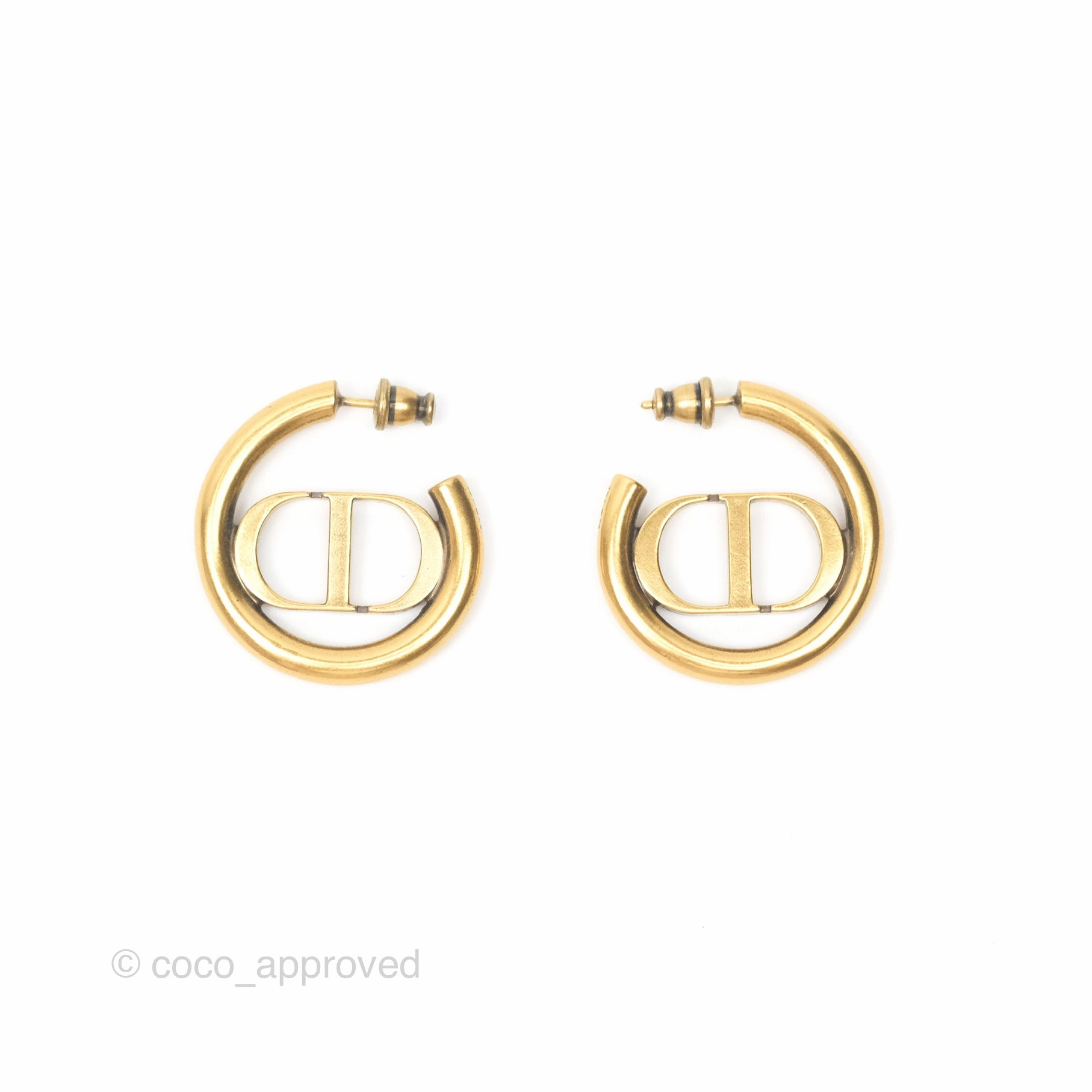Christian Dior 30 Montaigne Hoop Earrings Gold Tone