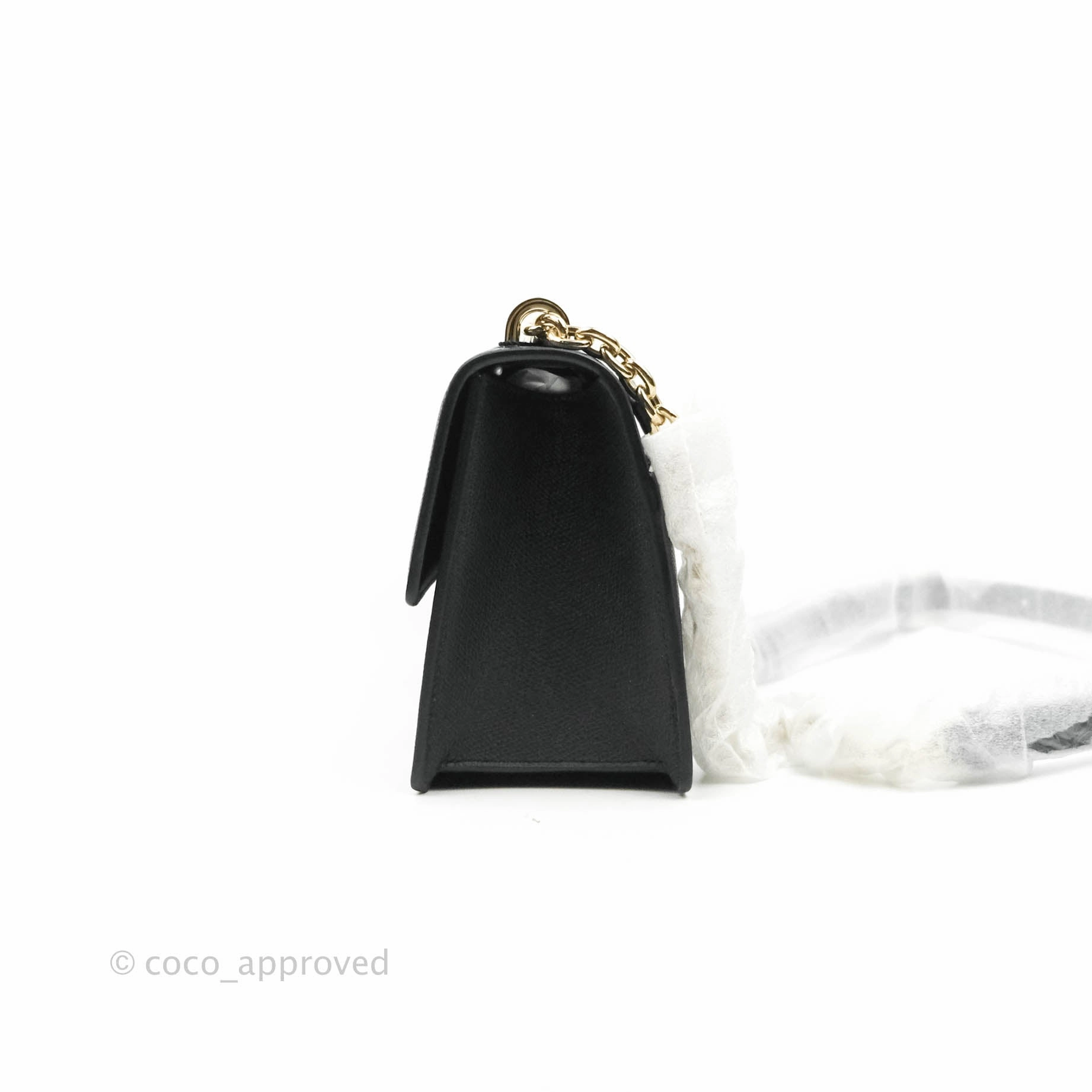 Christian Dior 30 Montaigne with Chain Black Grained Calfskin