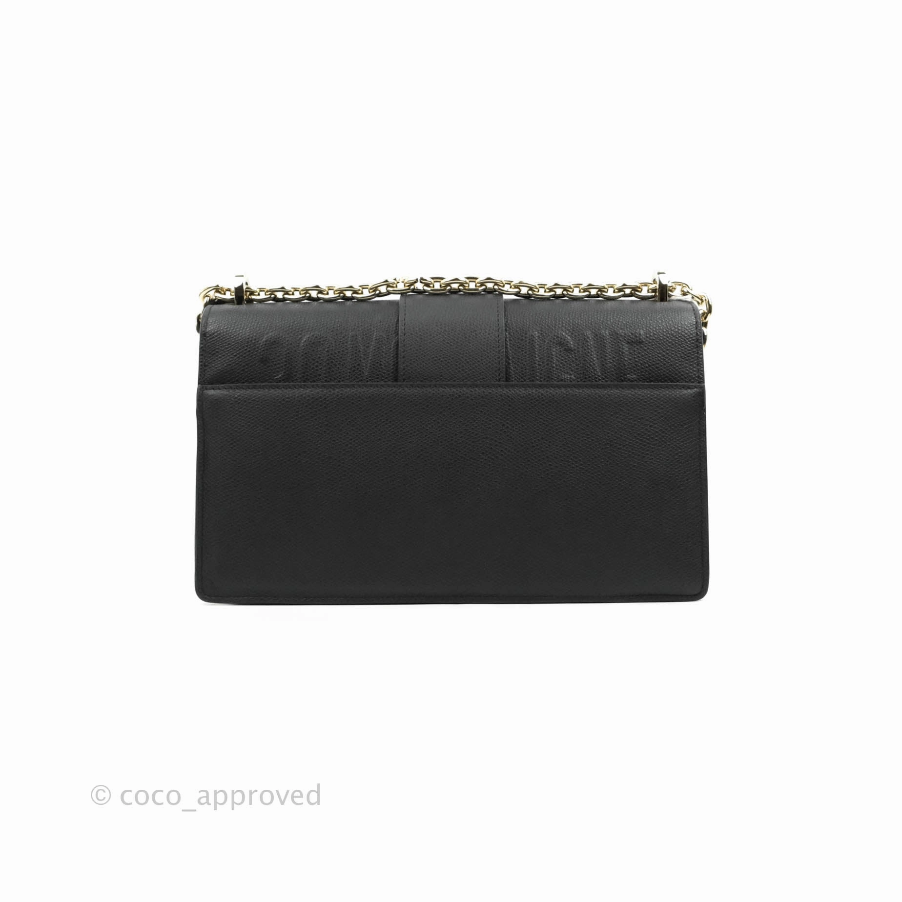 Christian Dior 30 Montaigne with Chain Black Grained Calfskin