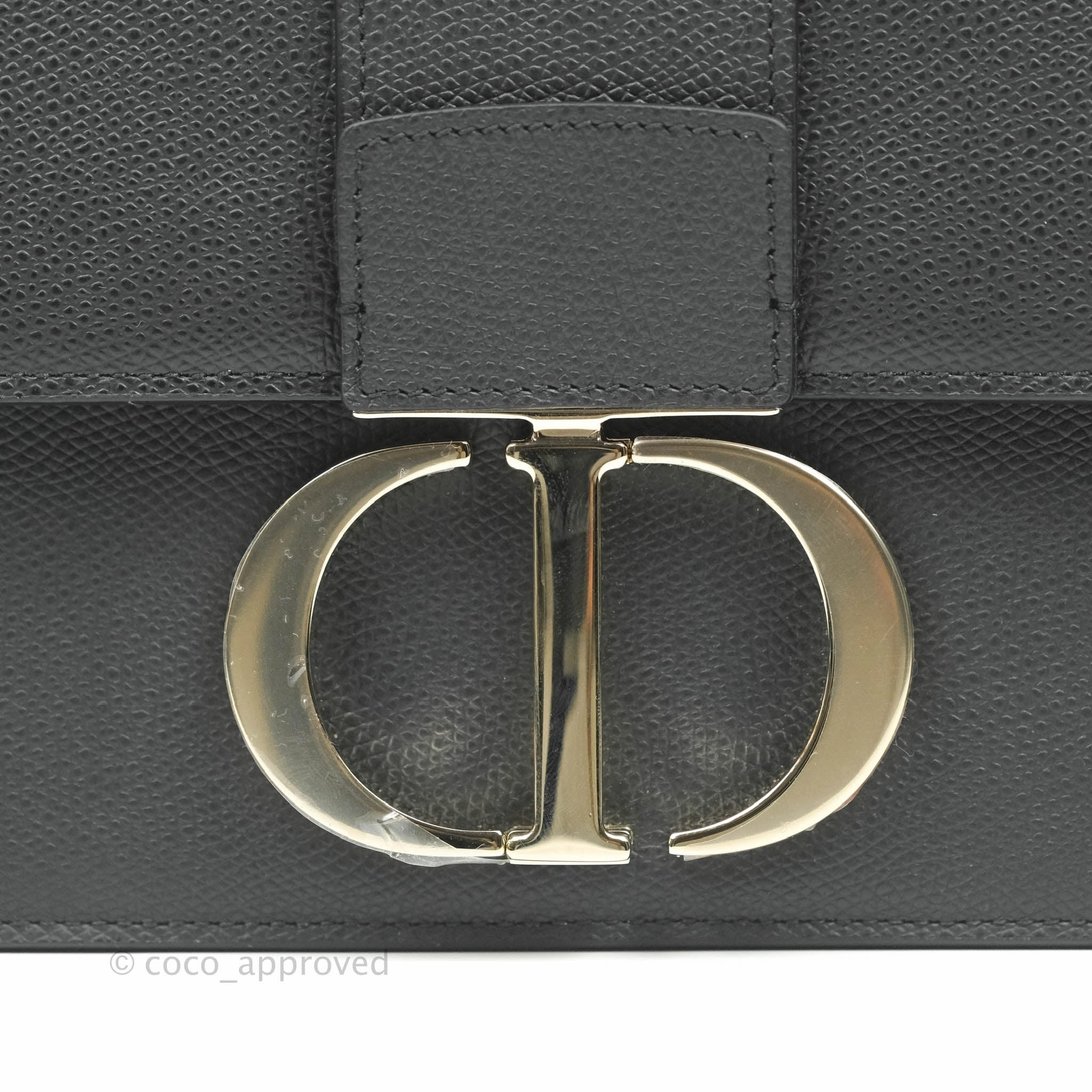 Christian Dior 30 Montaigne with Chain Black Grained Calfskin