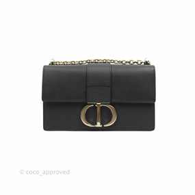 Christian Dior 30 Montaigne with Chain Black Grained Calfskin