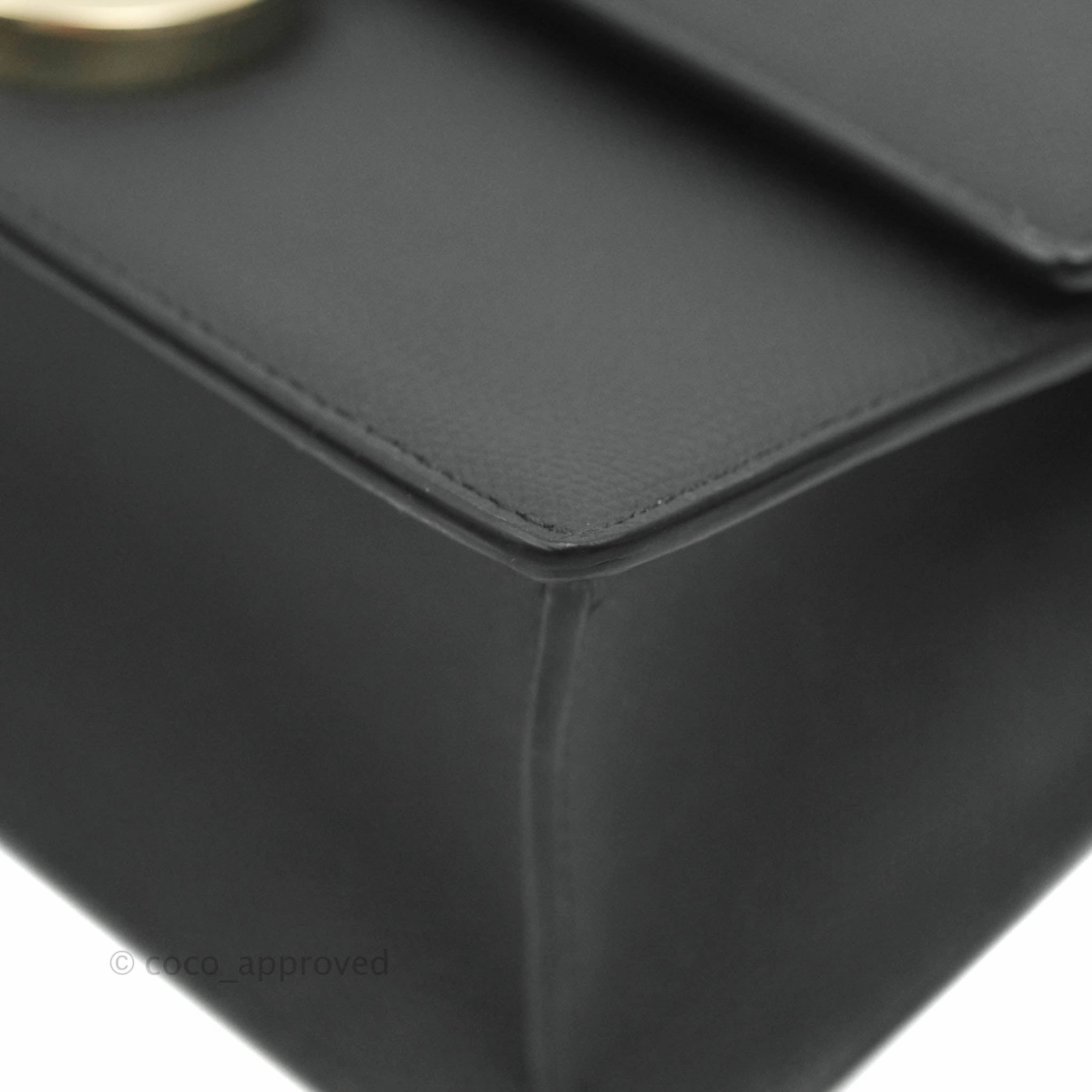 Christian Dior 30 Montaigne with Chain Black Grained Calfskin