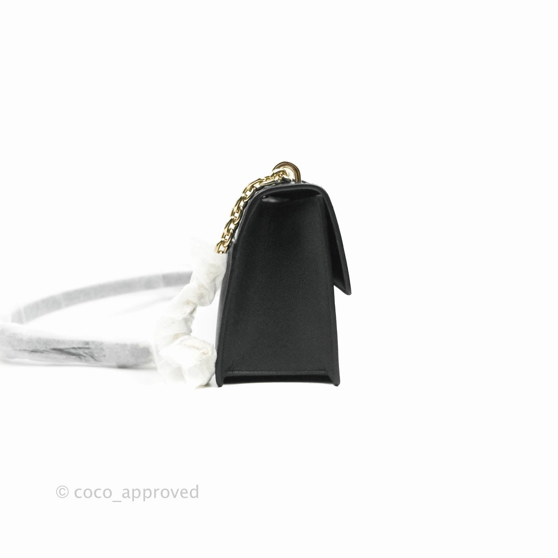 Christian Dior 30 Montaigne with Chain Black Grained Calfskin