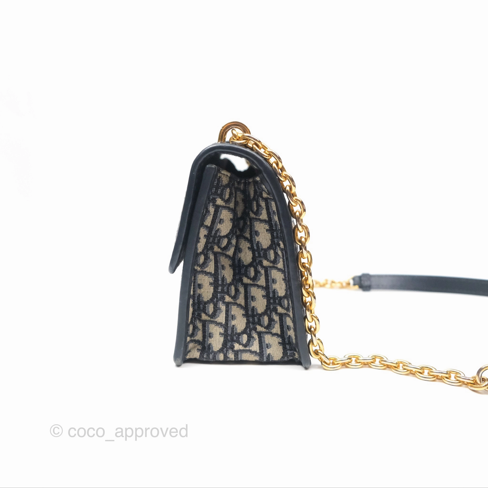 Christian Dior 30 Montaigne with Chain Blue Dior Oblique Jacquard