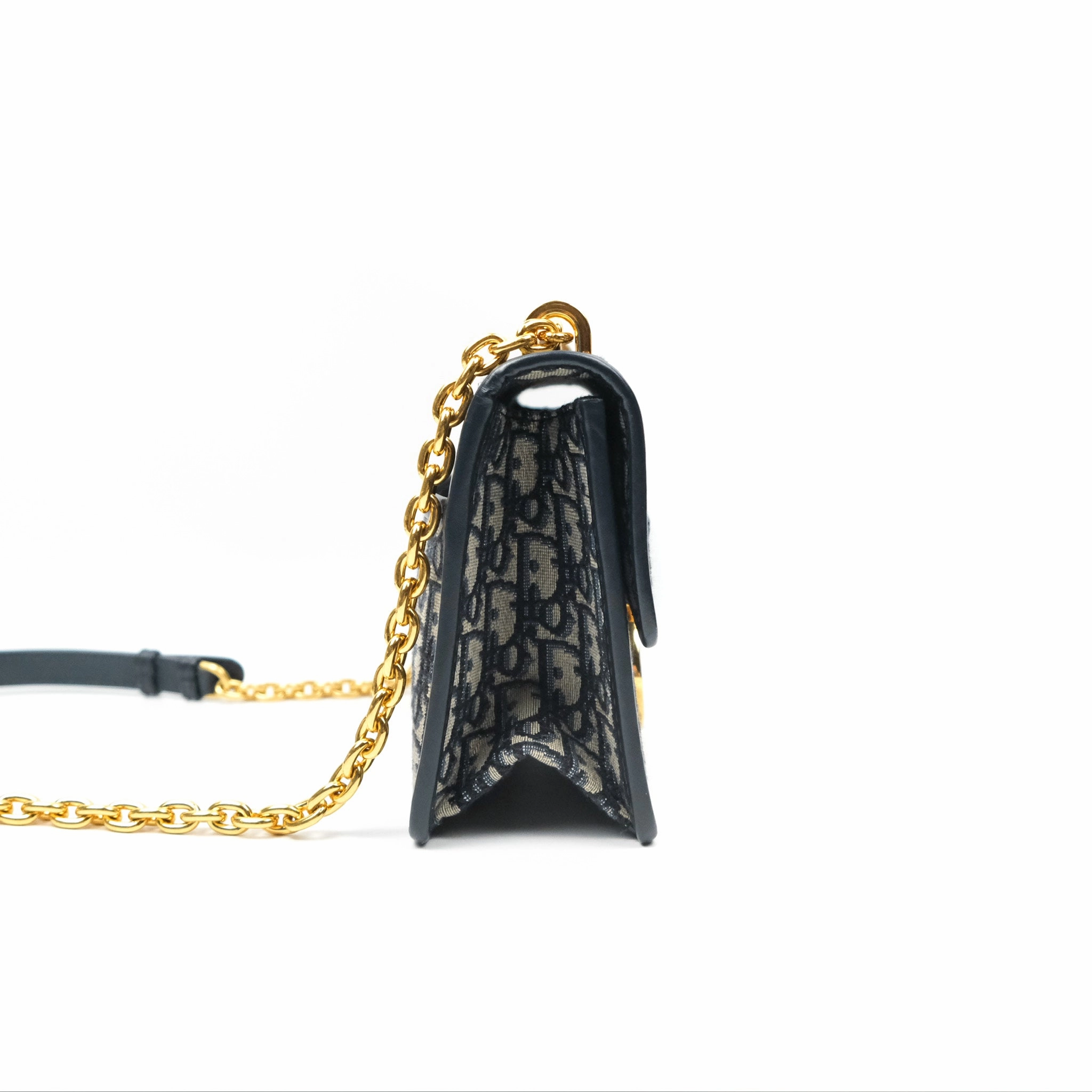 Christian Dior 30 Montaigne with Chain Blue Dior Oblique Jacquard