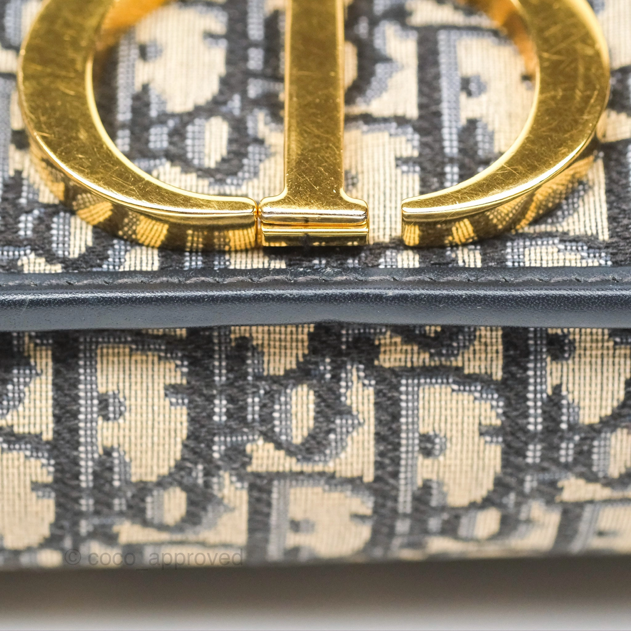 Christian Dior 30 Montaigne with Chain Blue Dior Oblique Jacquard