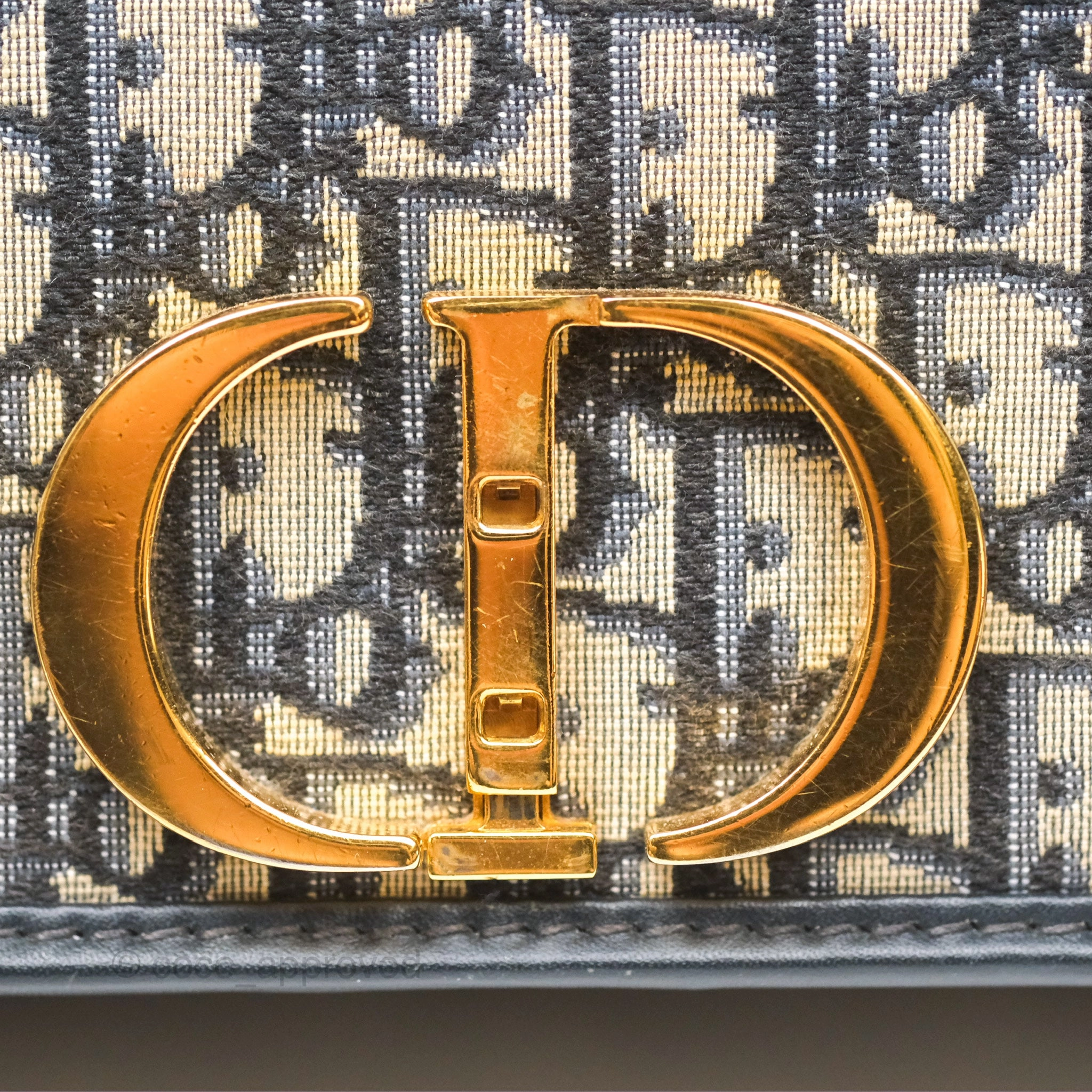 Christian Dior 30 Montaigne with Chain Blue Dior Oblique Jacquard