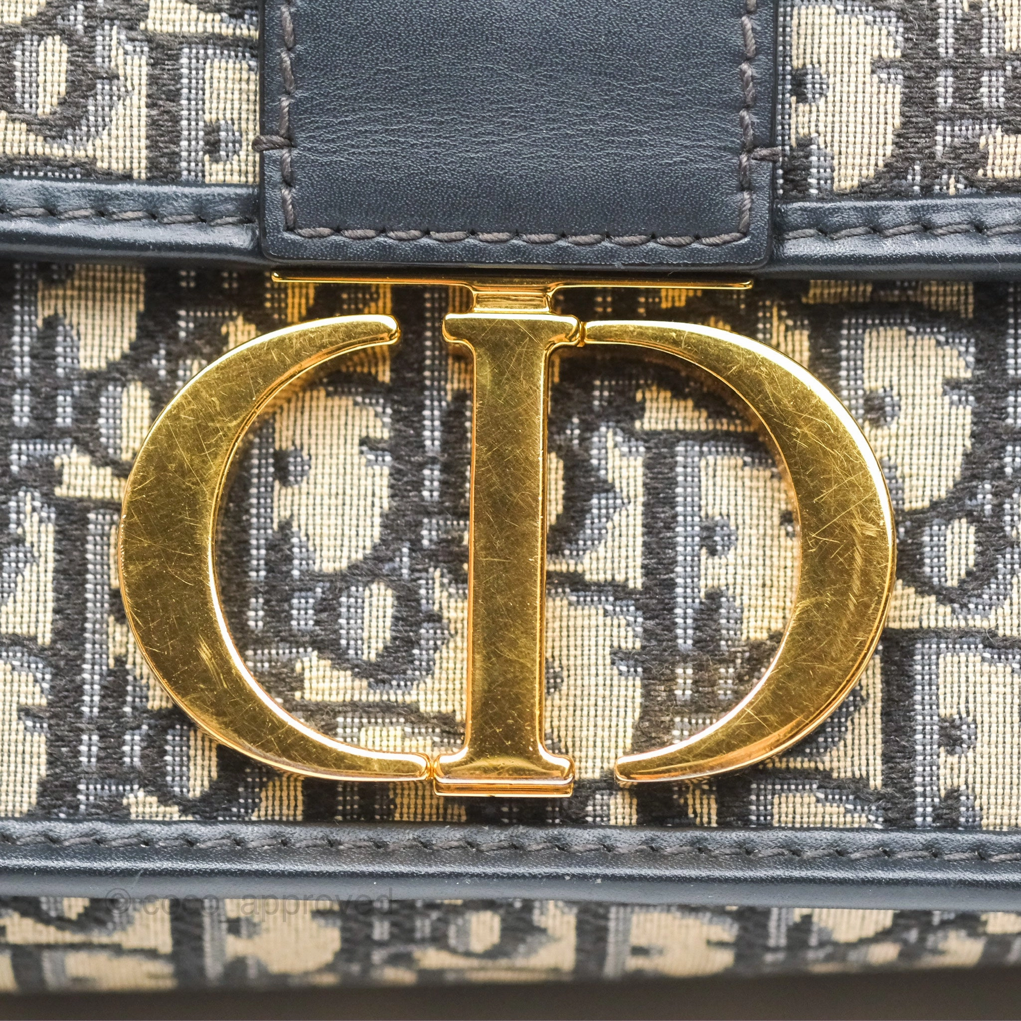 Christian Dior 30 Montaigne with Chain Blue Dior Oblique Jacquard