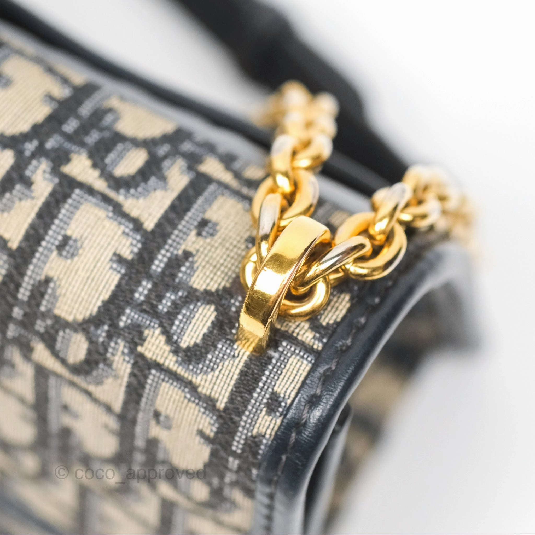 Christian Dior 30 Montaigne with Chain Blue Dior Oblique Jacquard