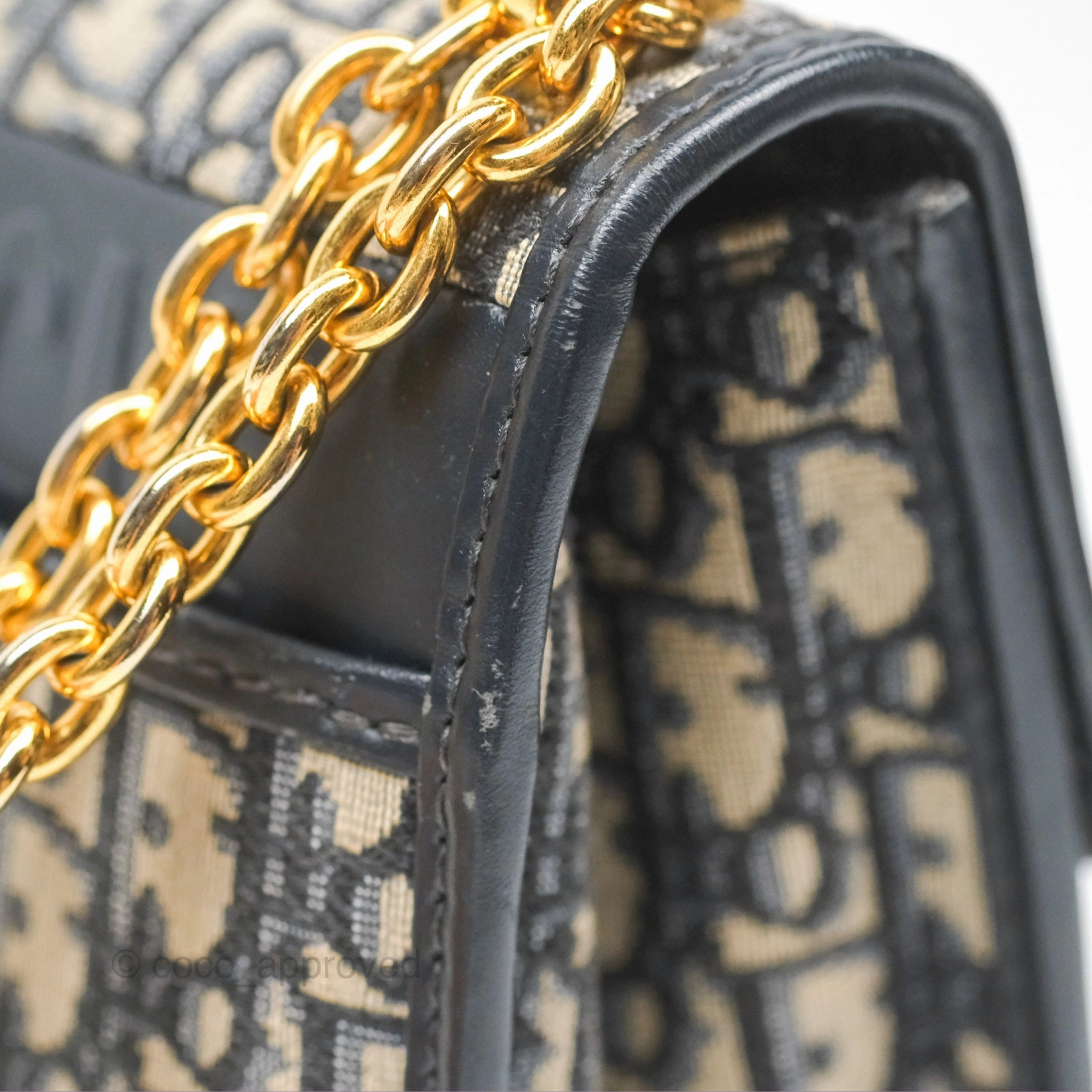 Christian Dior 30 Montaigne with Chain Blue Dior Oblique Jacquard