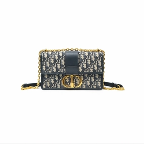 Christian Dior 30 Montaigne with Chain Blue Dior Oblique Jacquard