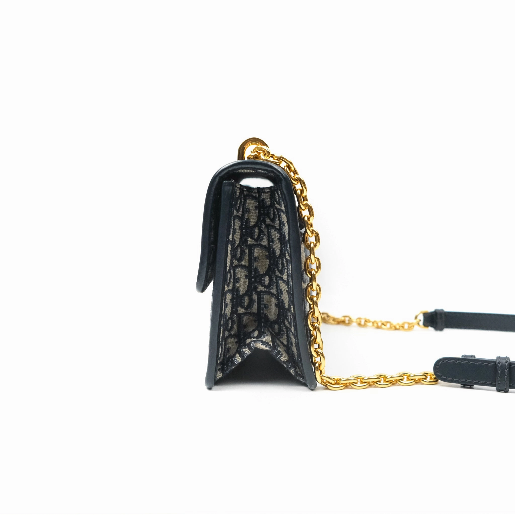 Christian Dior 30 Montaigne with Chain Blue Dior Oblique Jacquard