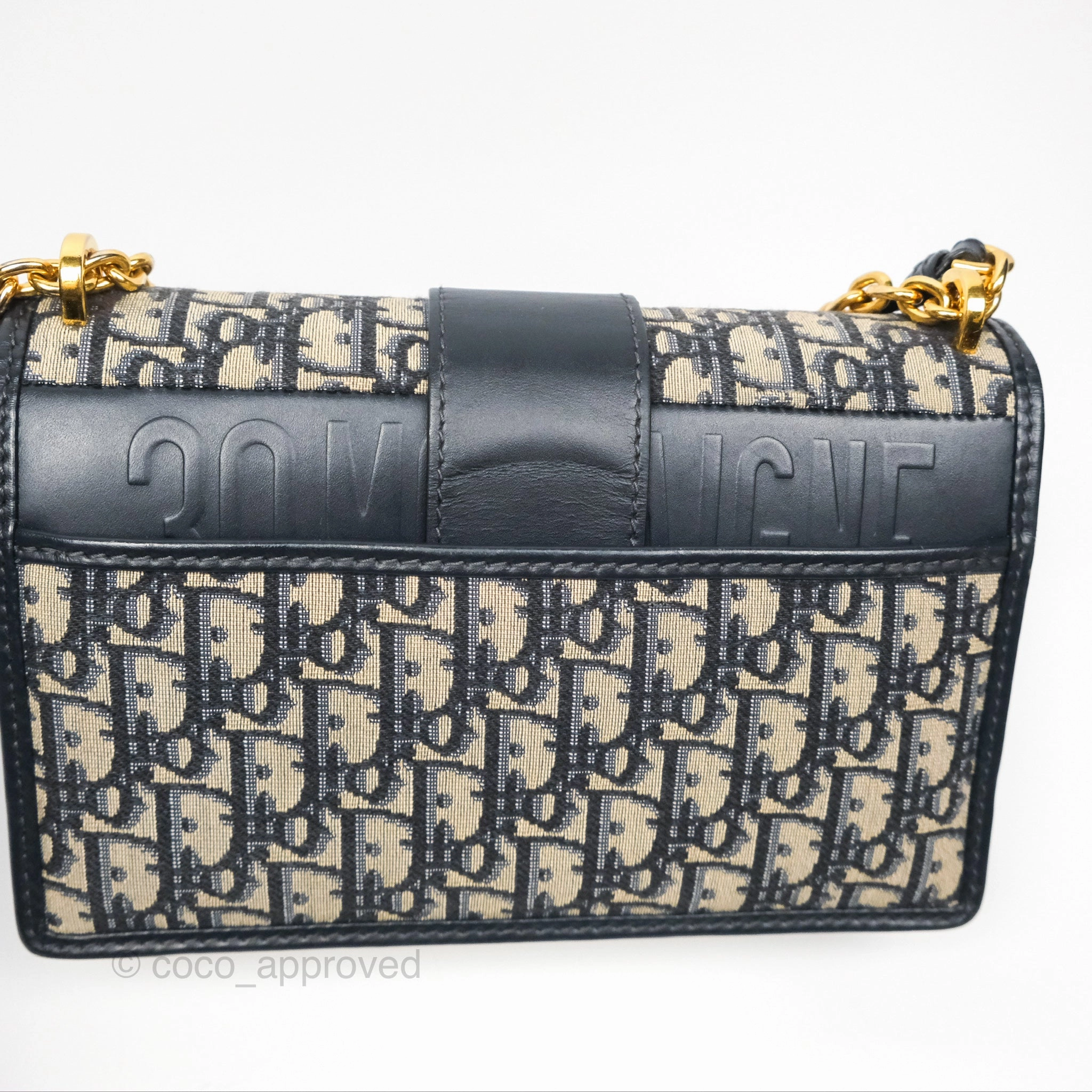 Christian Dior 30 Montaigne with Chain Blue Dior Oblique Jacquard