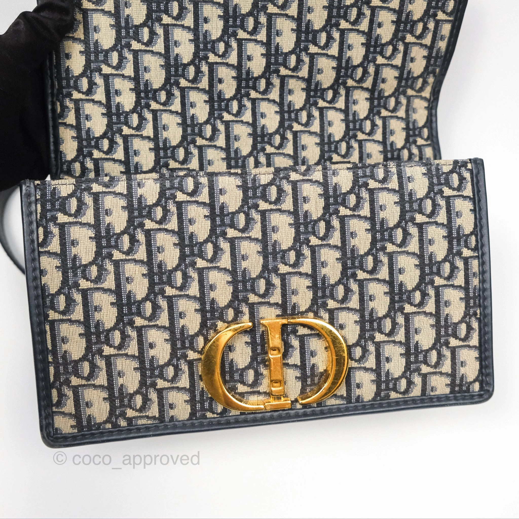 Christian Dior 30 Montaigne with Chain Blue Dior Oblique Jacquard