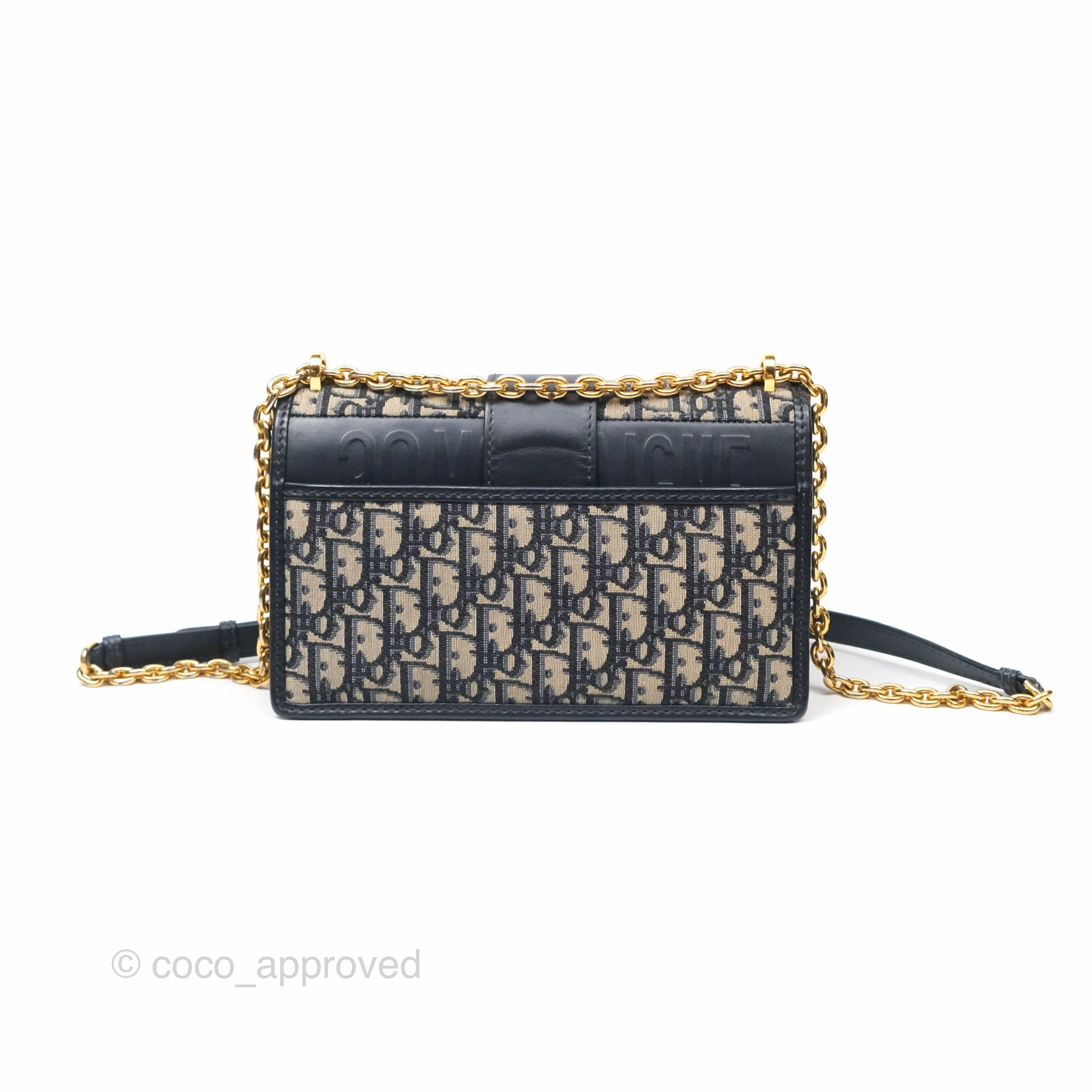 Christian Dior 30 Montaigne with Chain Blue Dior Oblique Jacquard