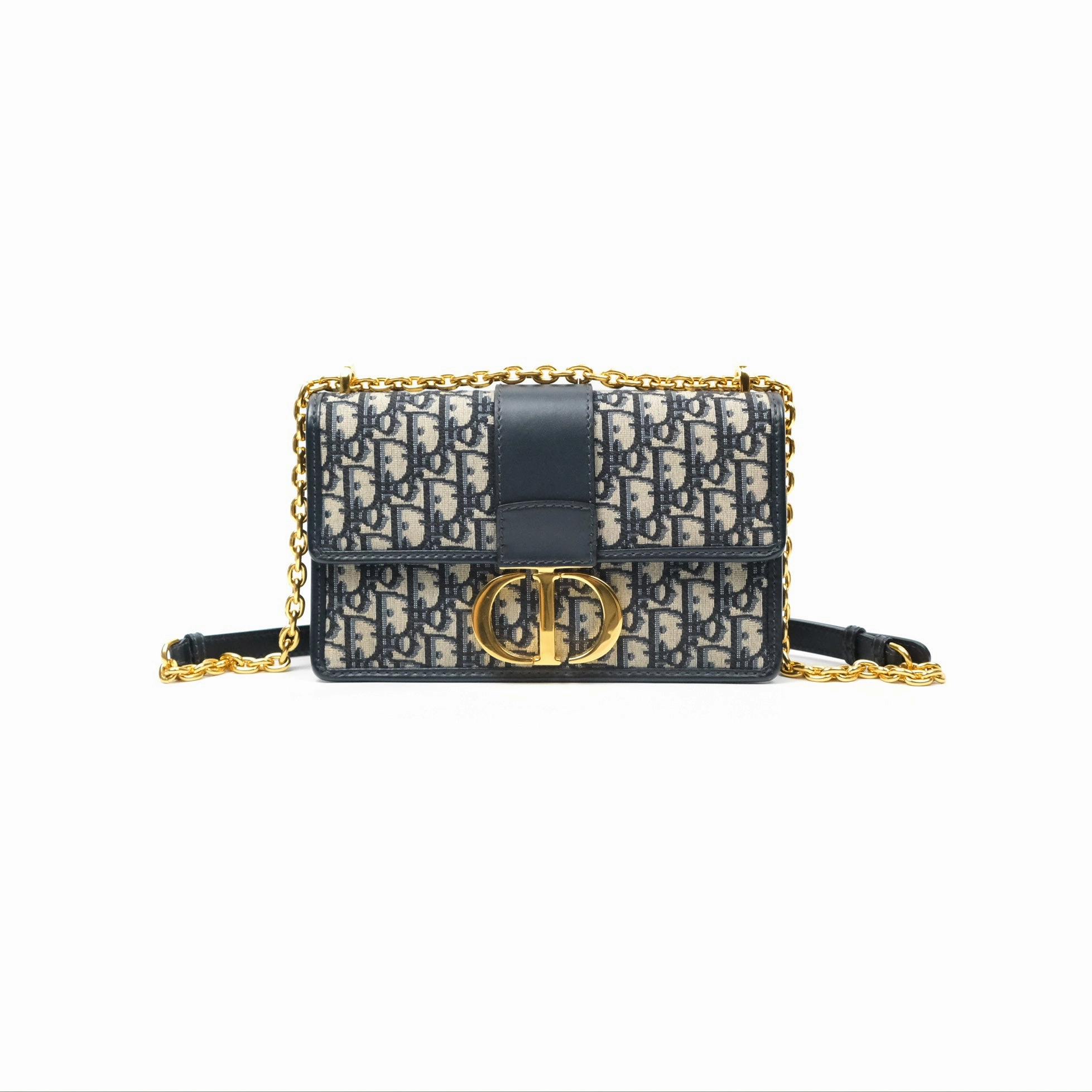 Christian Dior 30 Montaigne with Chain Blue Dior Oblique Jacquard