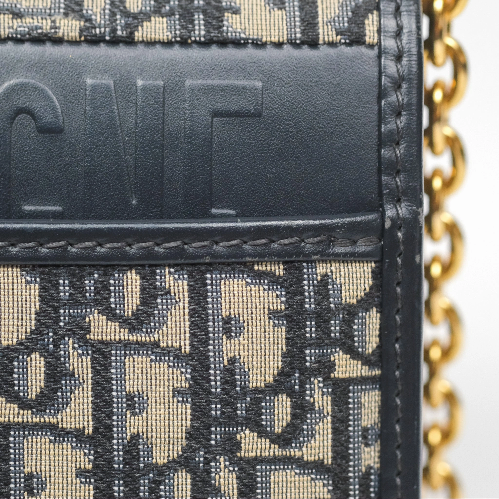 Christian Dior 30 Montaigne with Chain Blue Dior Oblique Jacquard