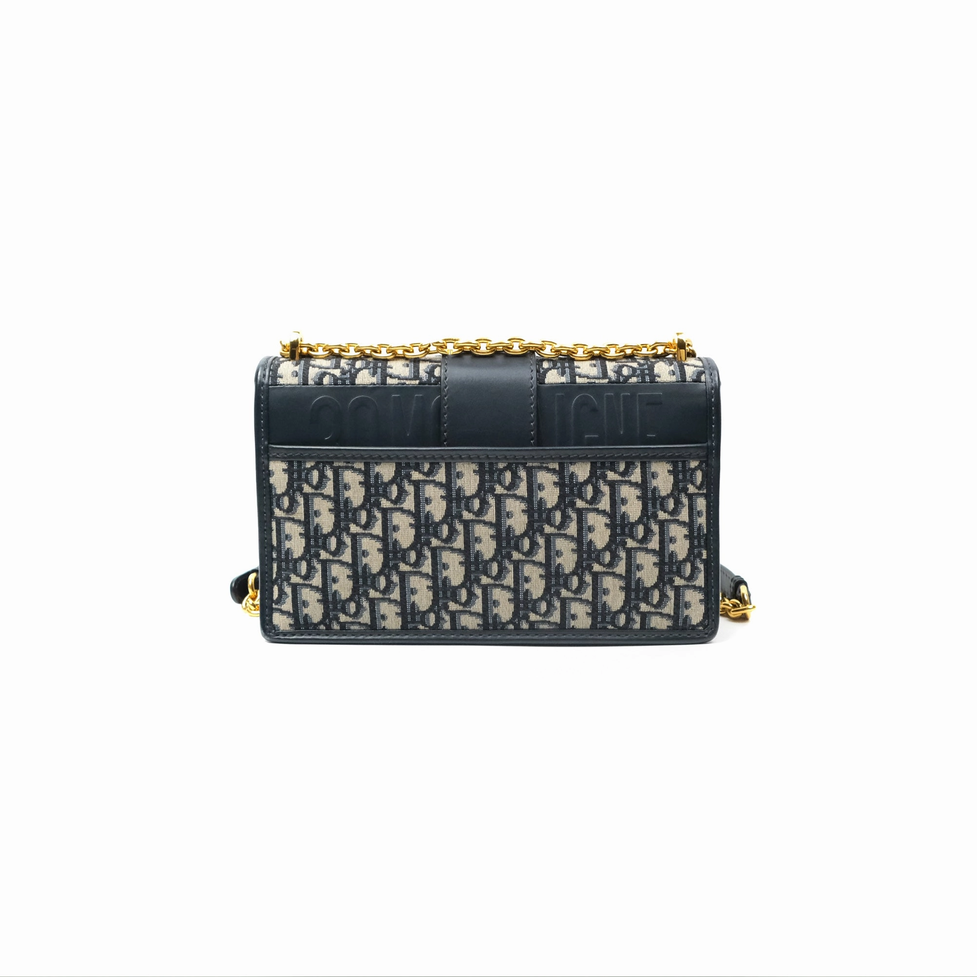 Christian Dior 30 Montaigne with Chain Blue Dior Oblique Jacquard
