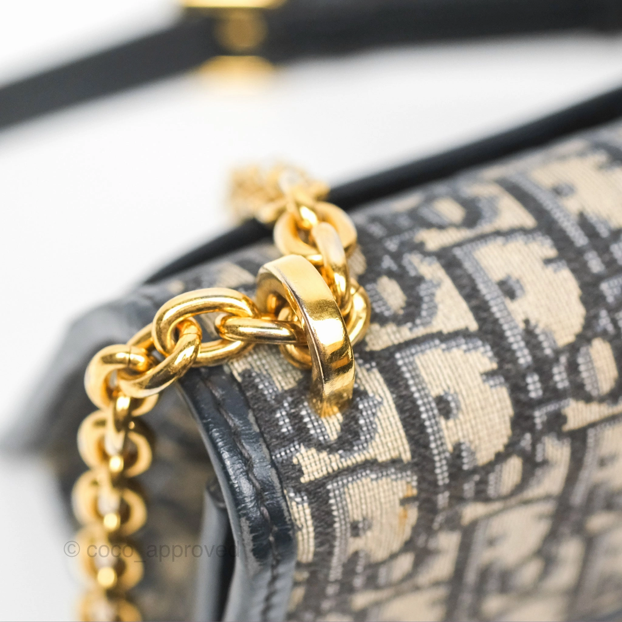 Christian Dior 30 Montaigne with Chain Blue Dior Oblique Jacquard