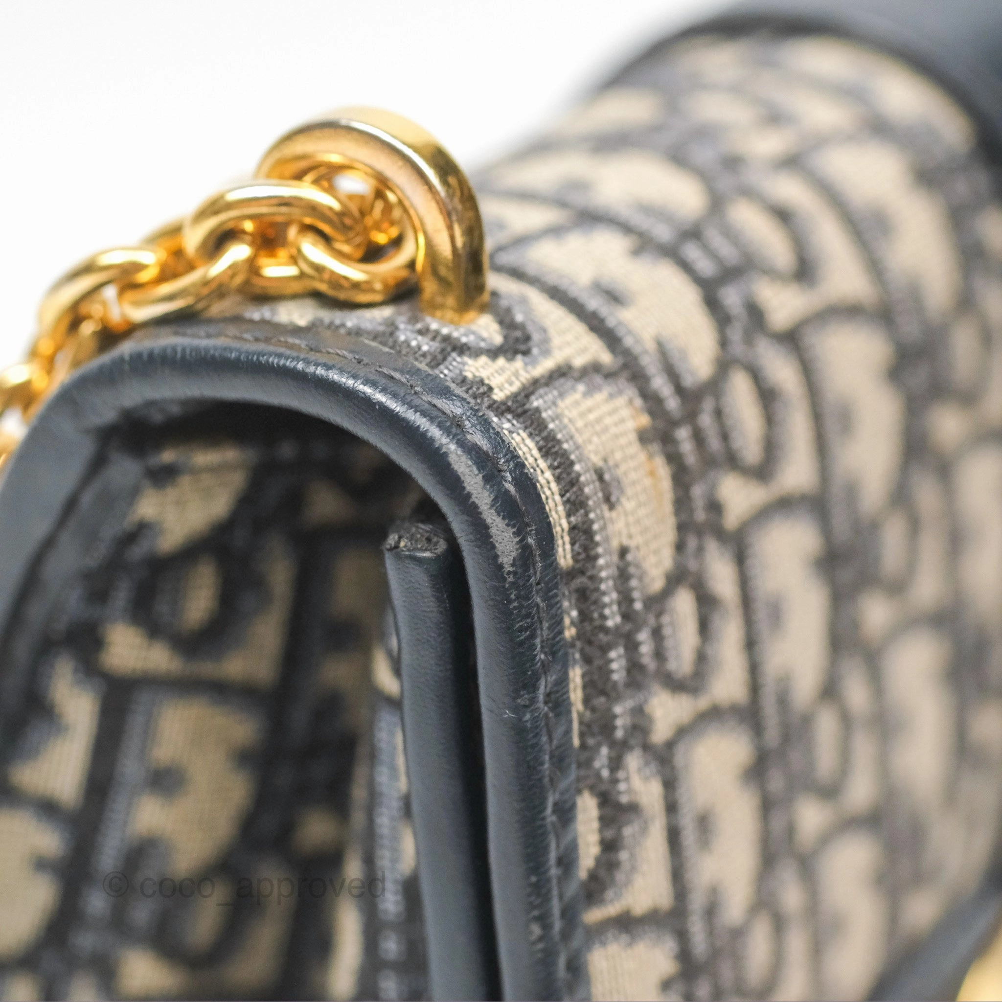 Christian Dior 30 Montaigne with Chain Blue Dior Oblique Jacquard