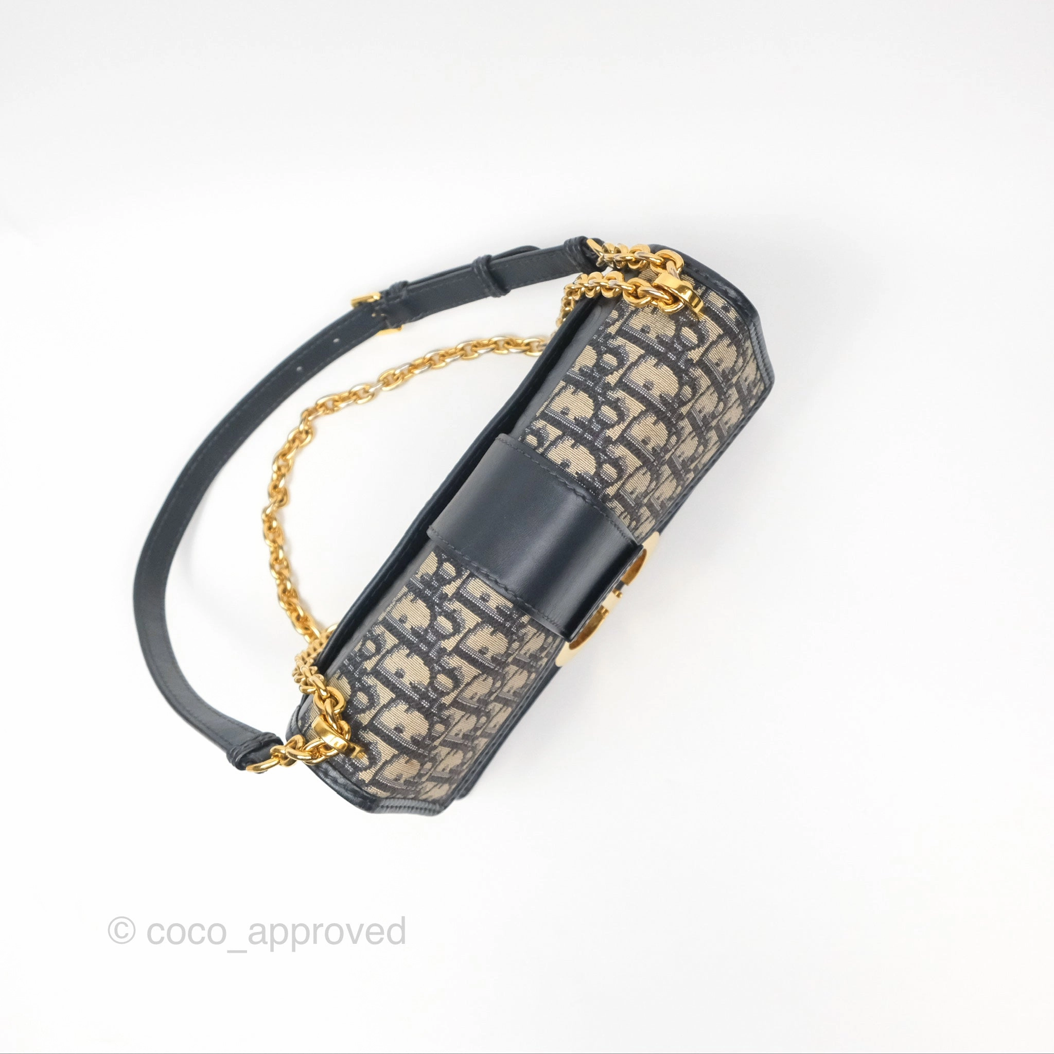 Christian Dior 30 Montaigne with Chain Blue Dior Oblique Jacquard