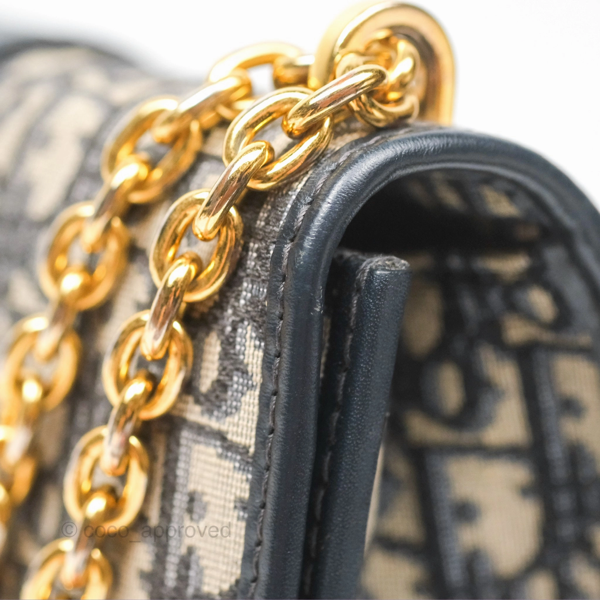 Christian Dior 30 Montaigne with Chain Blue Dior Oblique Jacquard