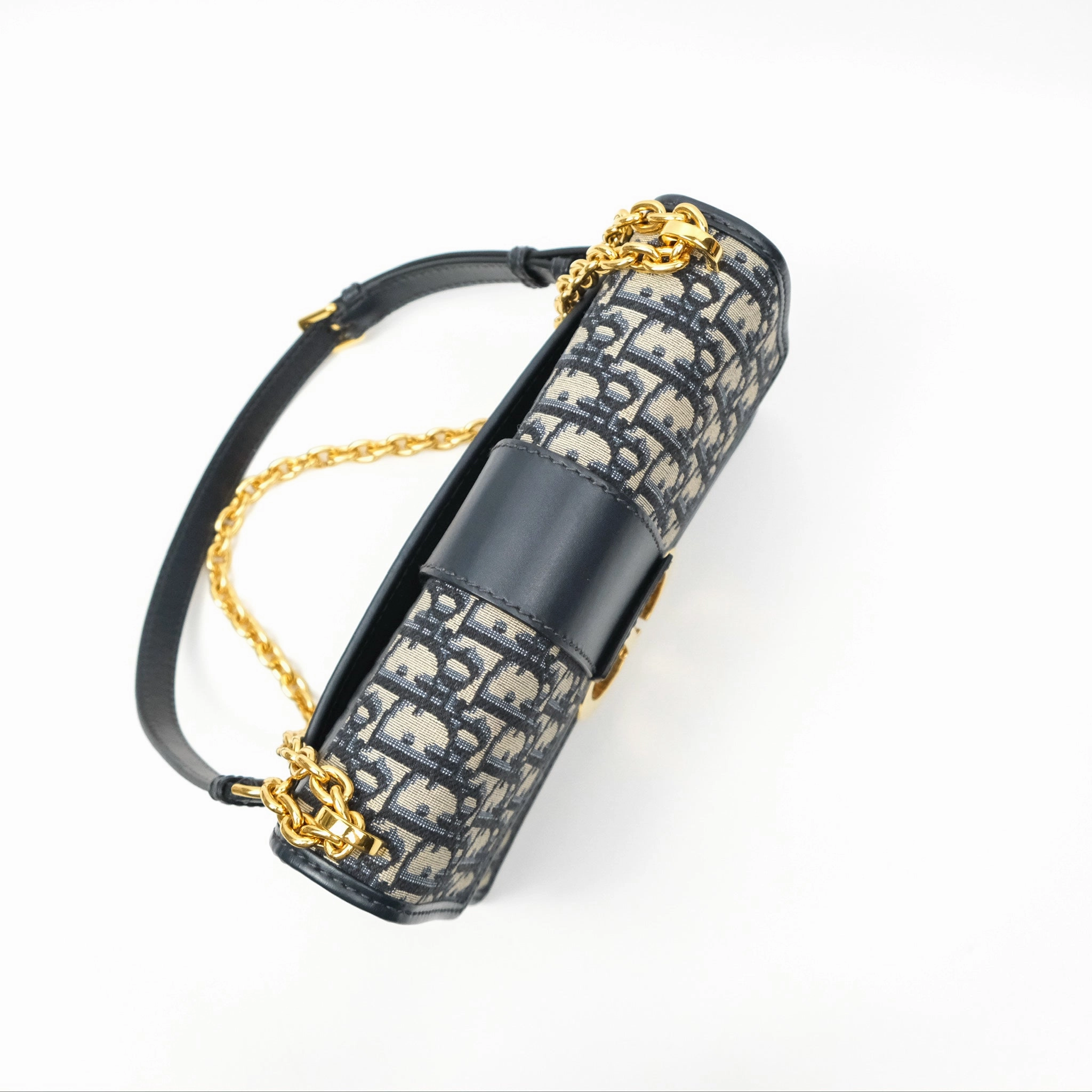 Christian Dior 30 Montaigne with Chain Blue Dior Oblique Jacquard