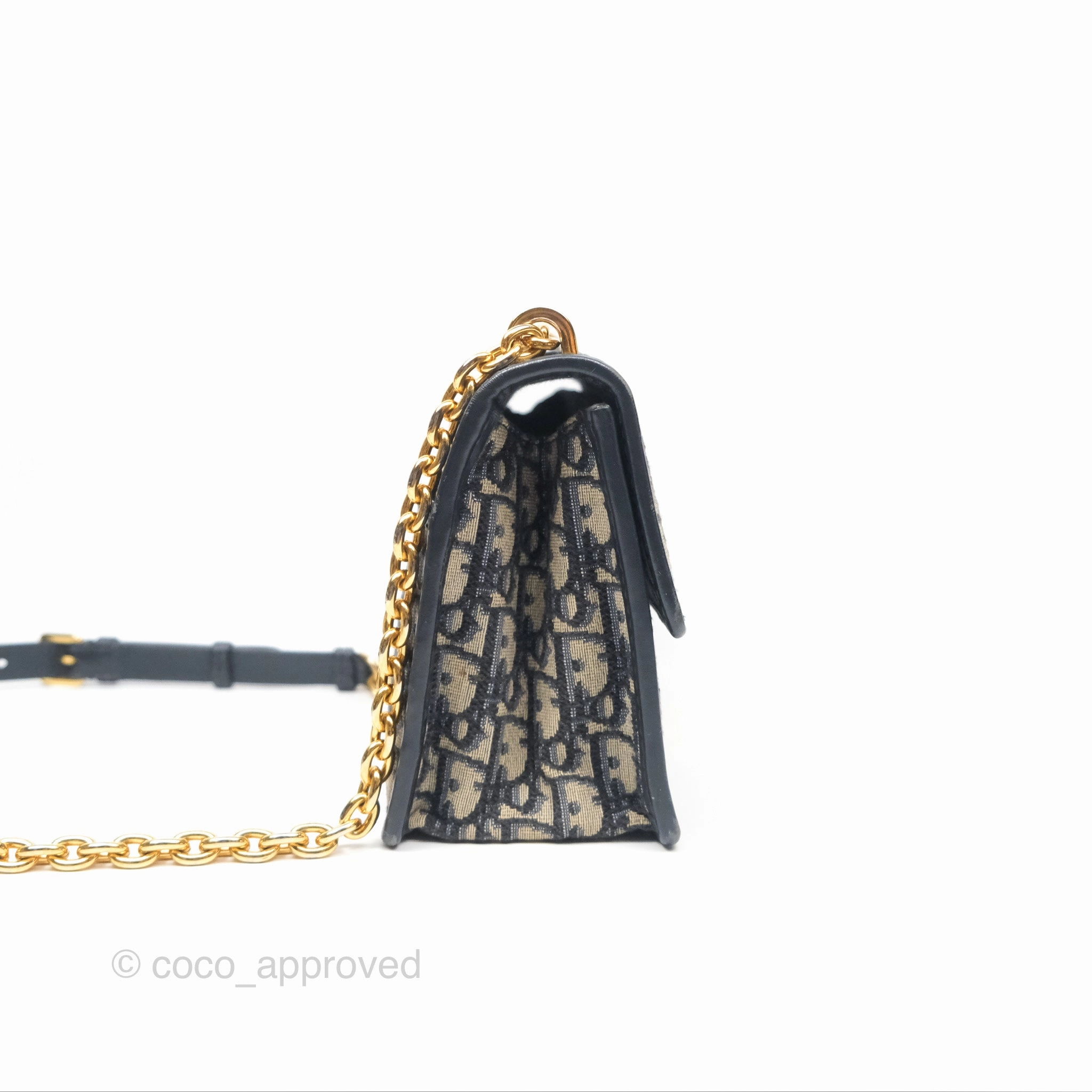 Christian Dior 30 Montaigne with Chain Blue Dior Oblique Jacquard