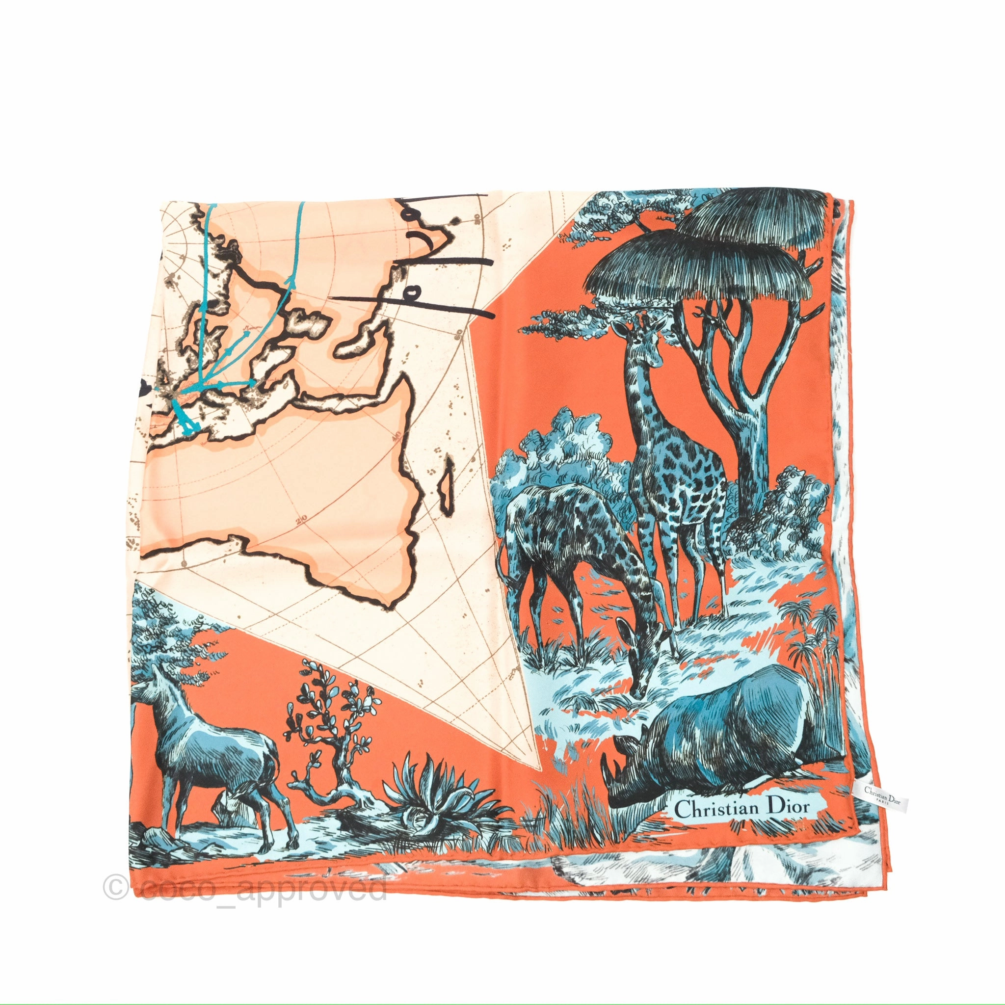 Christian Dior Around The World Silk Scarf 90
