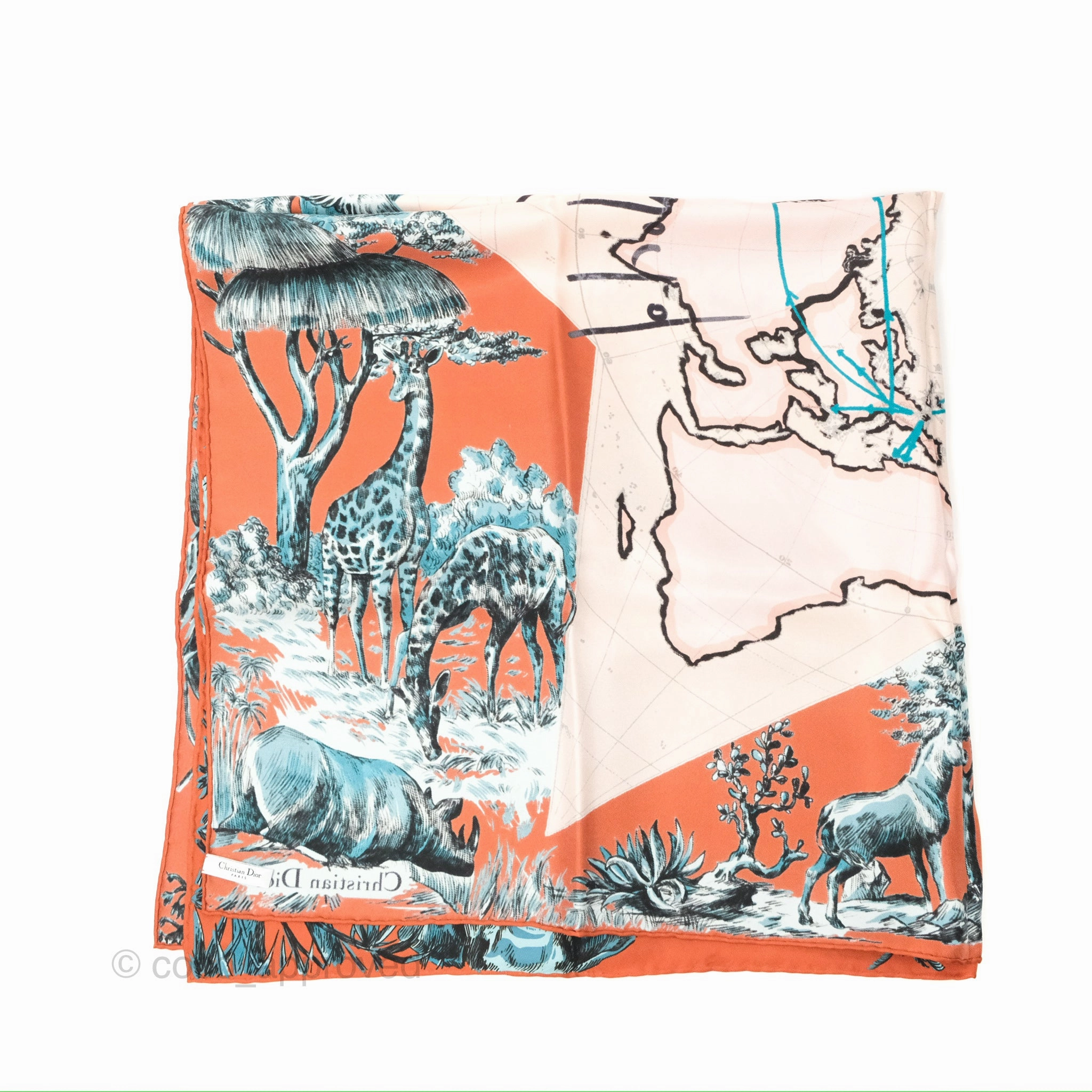 Christian Dior Around The World Silk Scarf 90