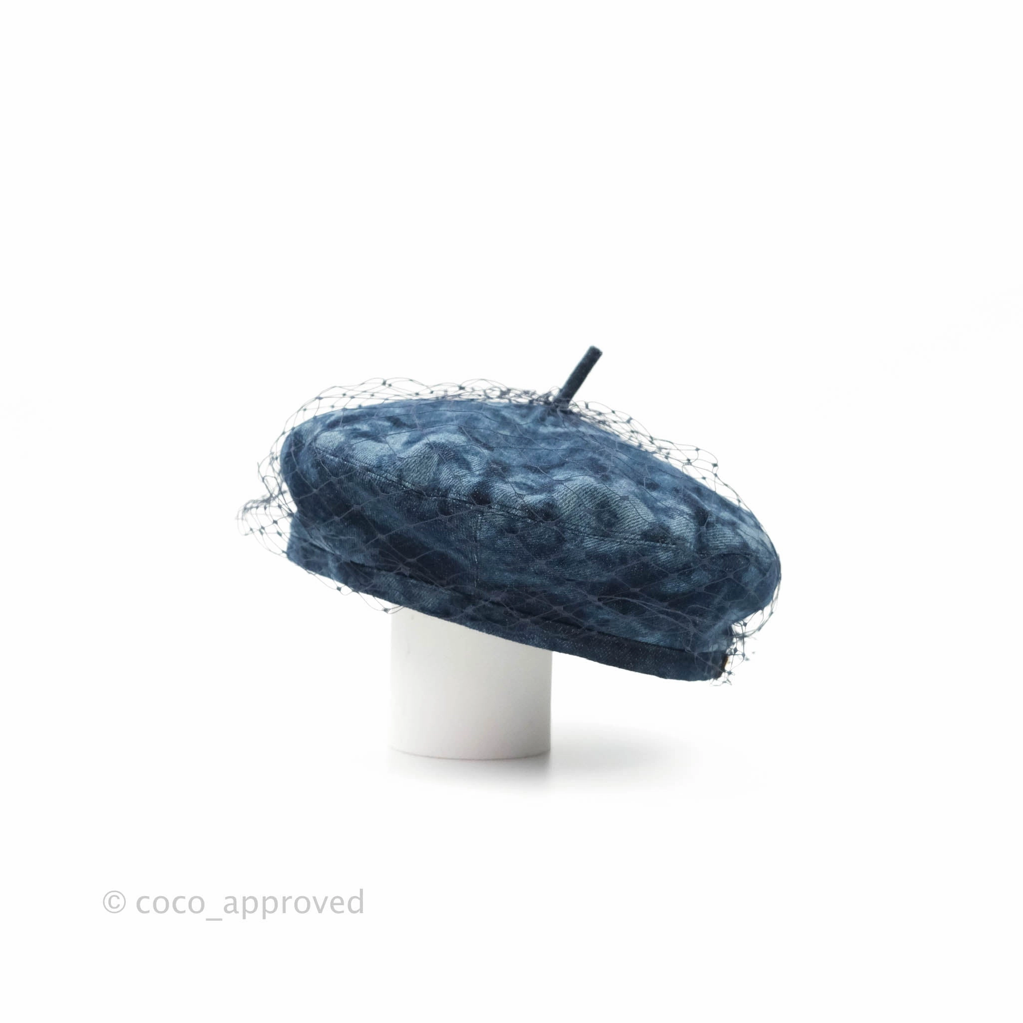 Christian Dior Arty Parisian Denim Beret With Veil