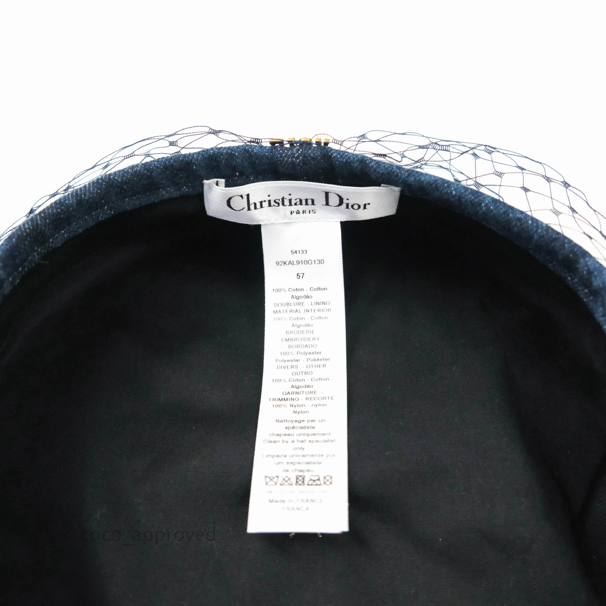 Christian Dior Arty Parisian Denim Beret With Veil