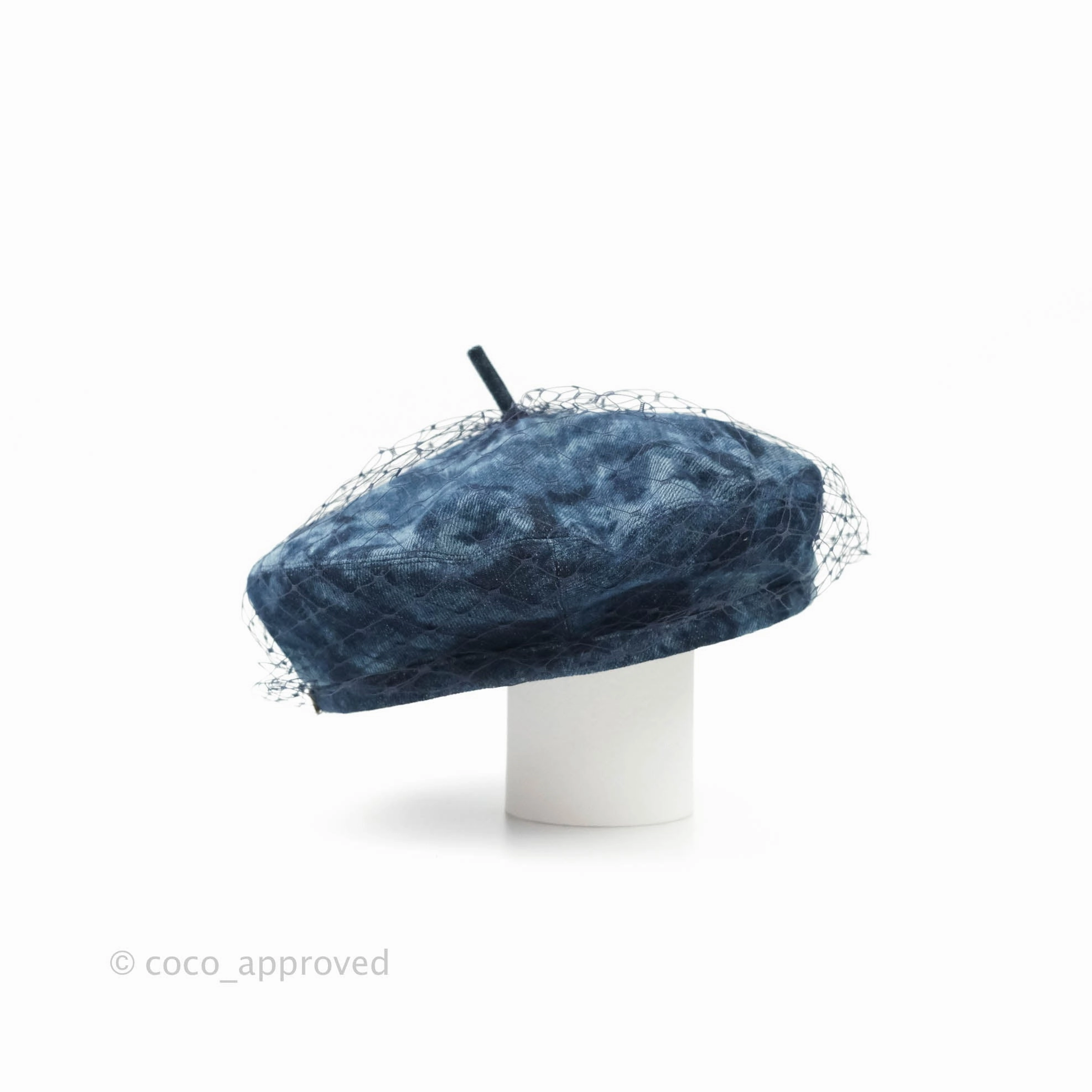 Christian Dior Arty Parisian Denim Beret With Veil