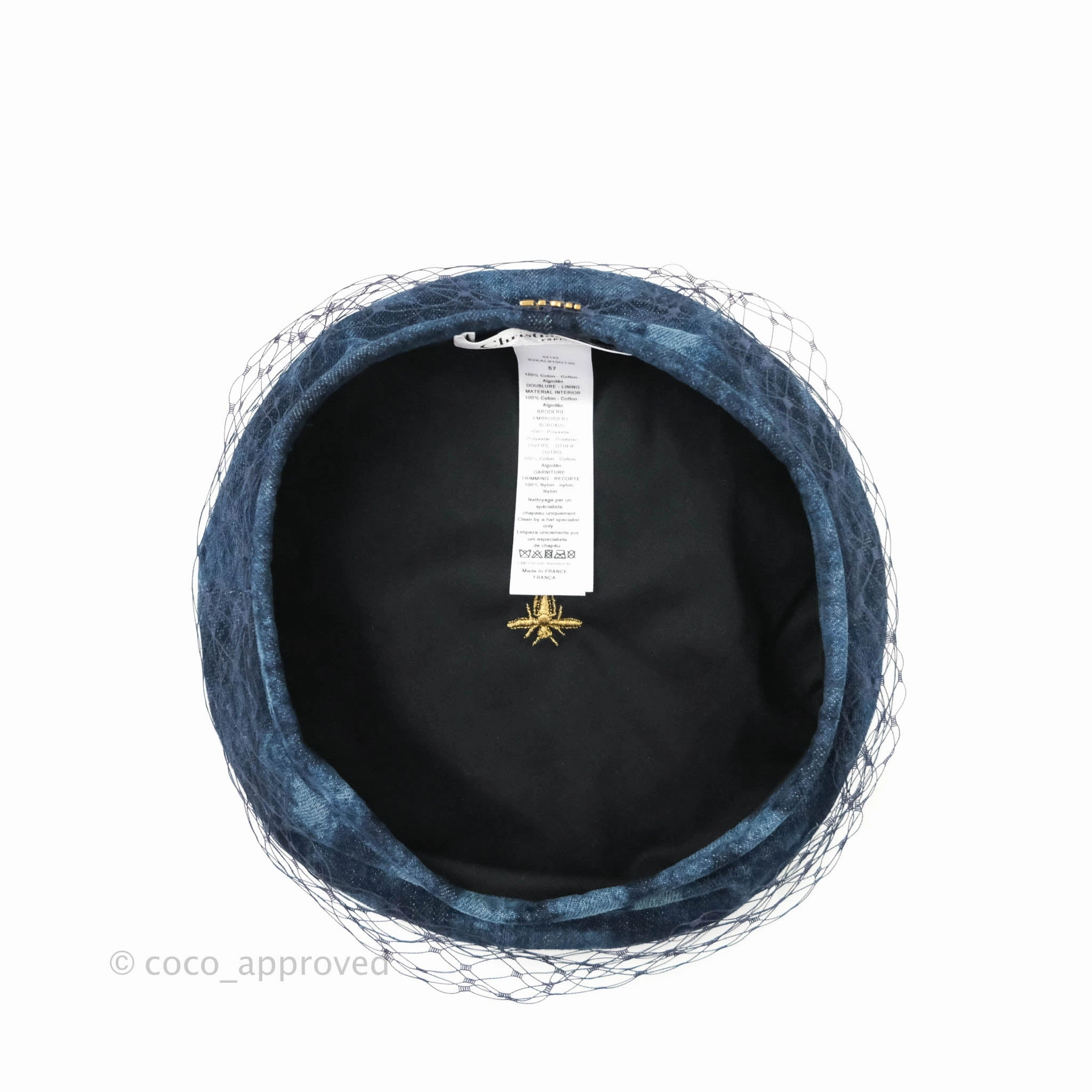 Christian Dior Arty Parisian Denim Beret With Veil