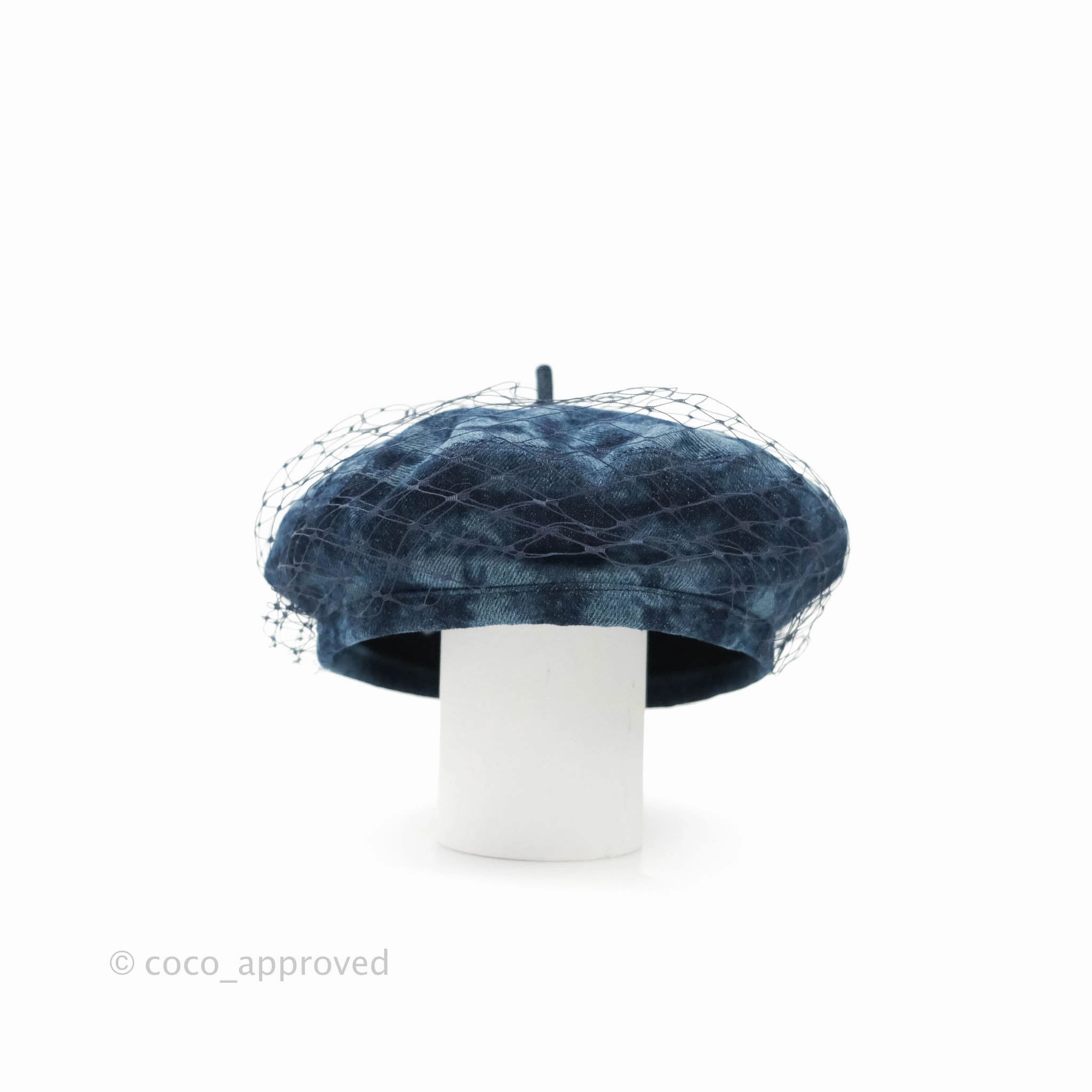 Christian Dior Arty Parisian Denim Beret With Veil