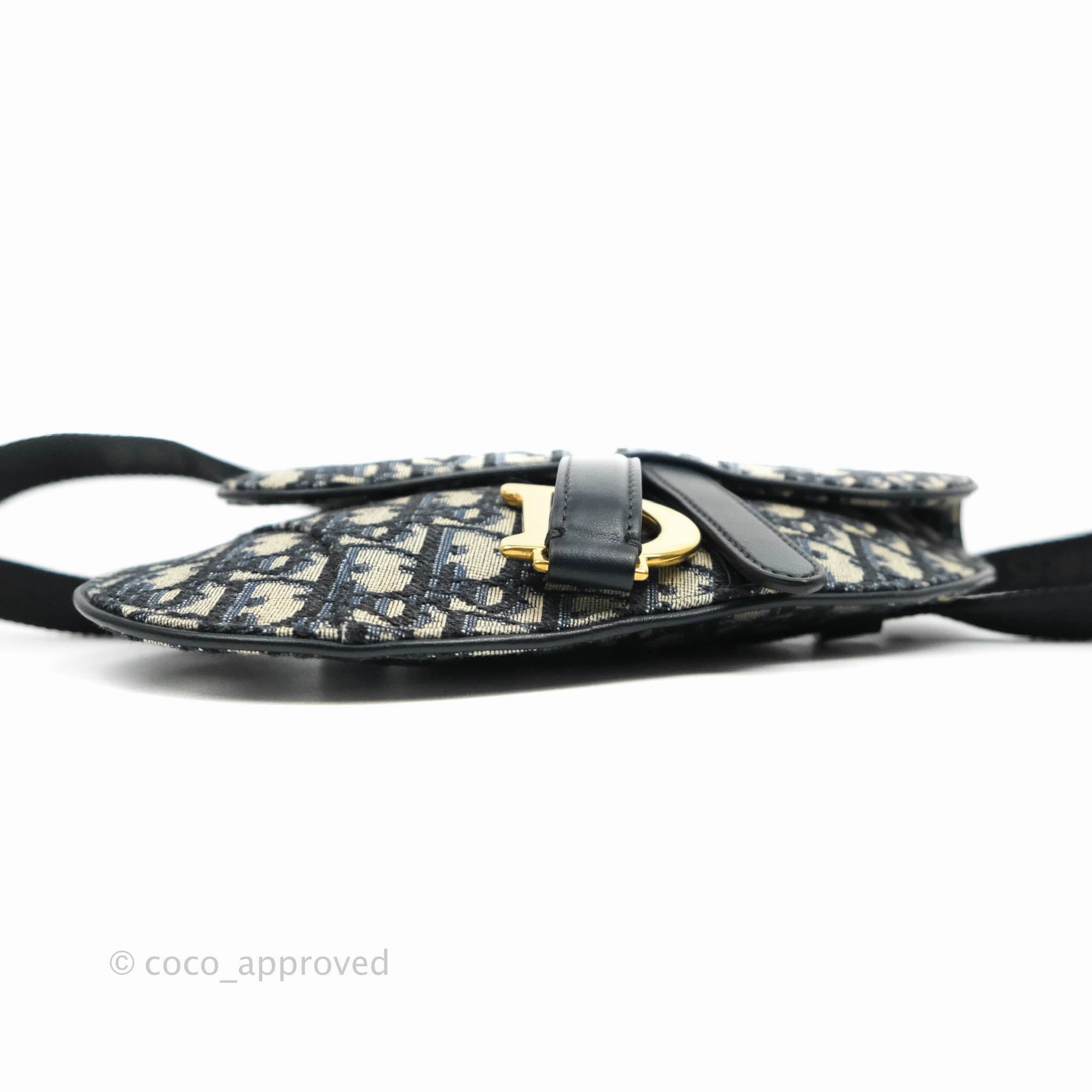 Christian Dior Blue Oblique Jacquard Saddle Belt Bag