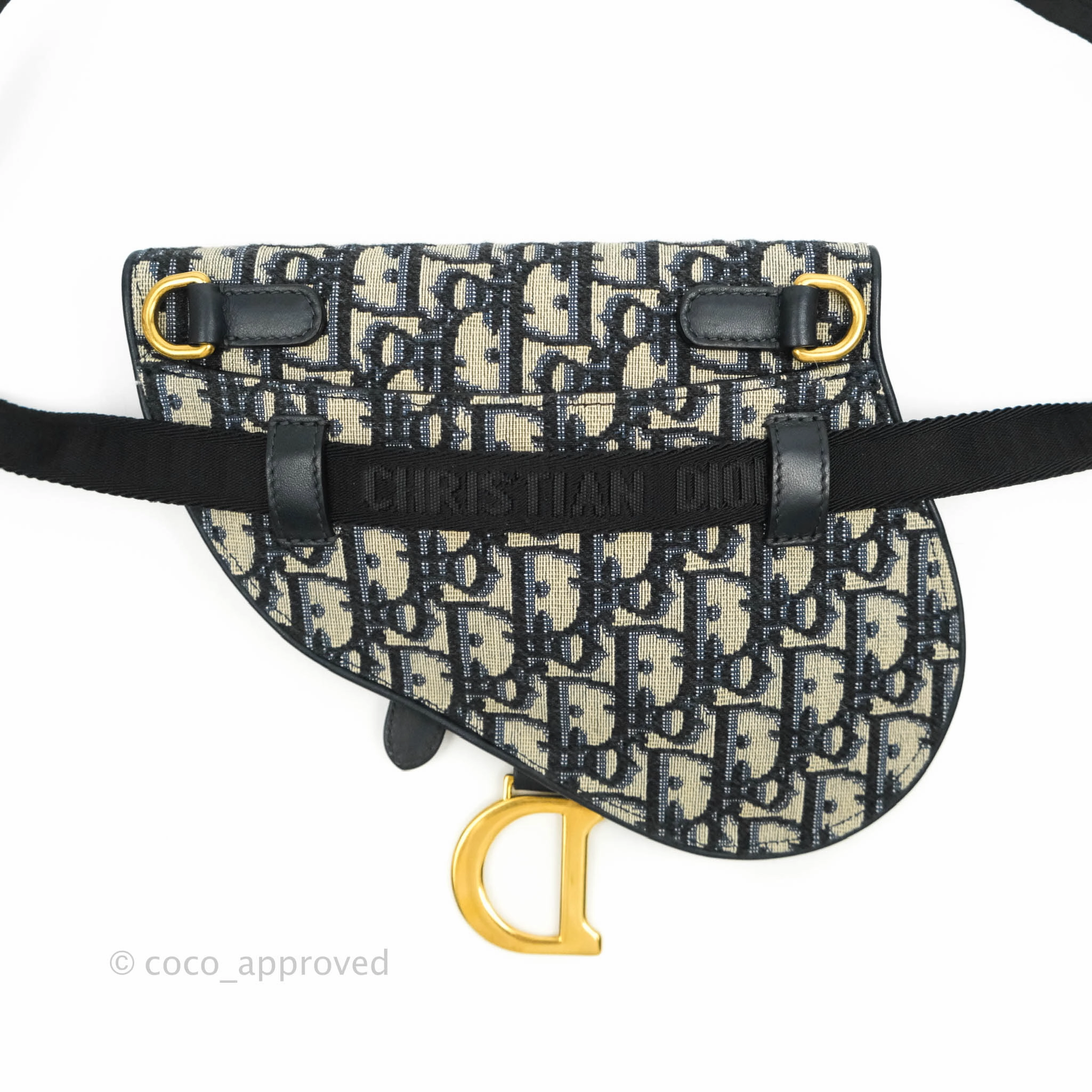 Christian Dior Blue Oblique Jacquard Saddle Belt Bag