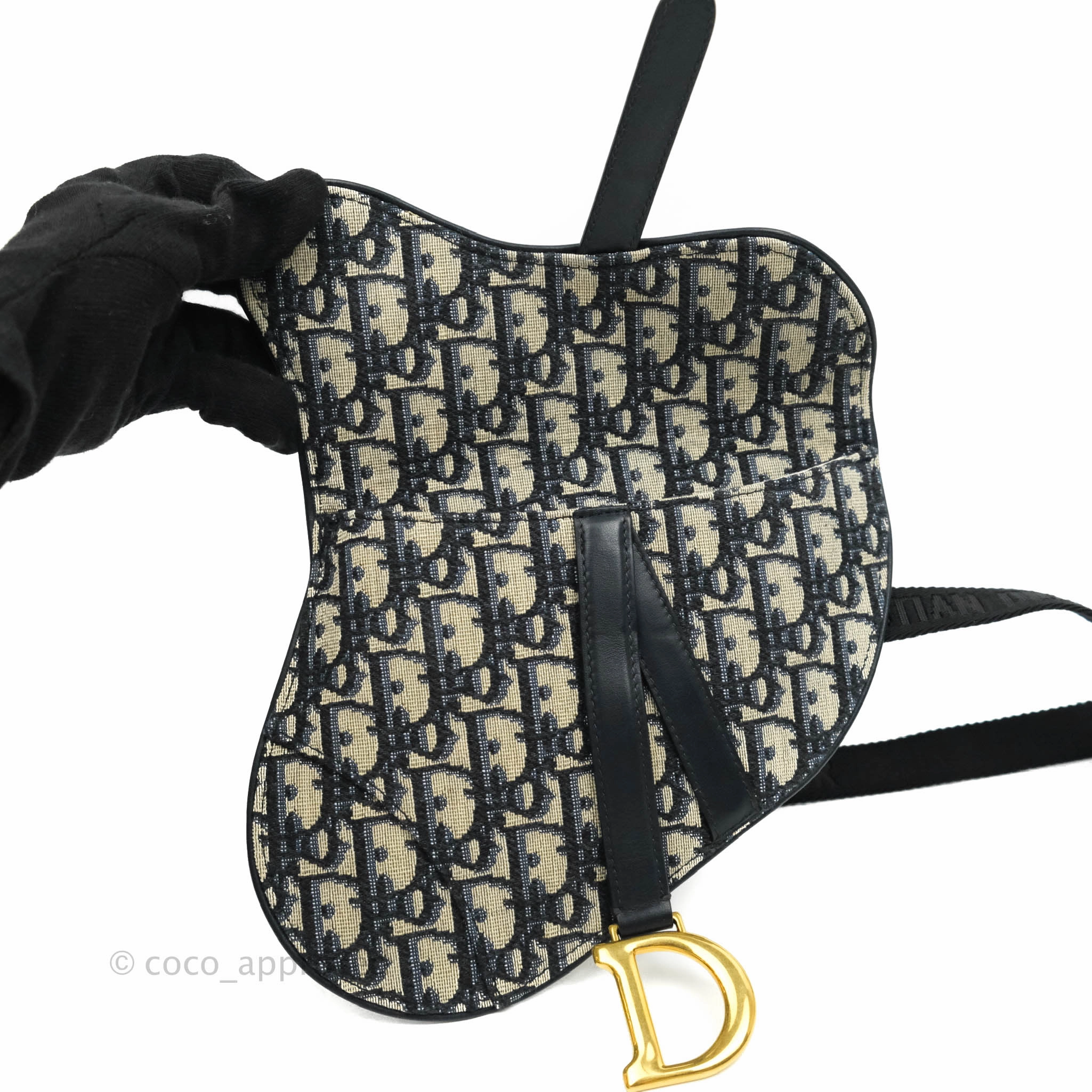 Christian Dior Blue Oblique Jacquard Saddle Belt Bag