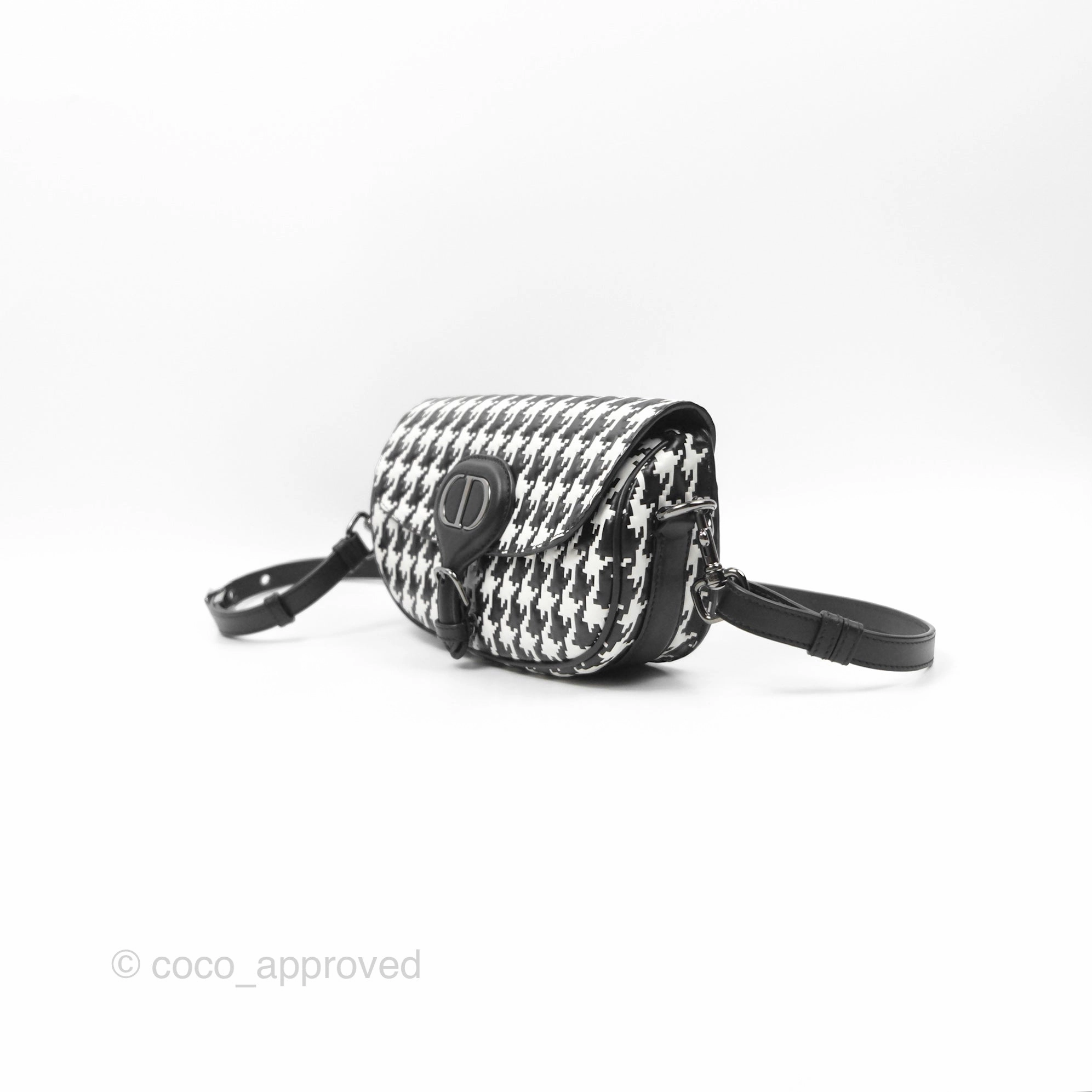 Christian Dior Bobby East-West Bag Black And White Houndstooth Embossed Calfskin
