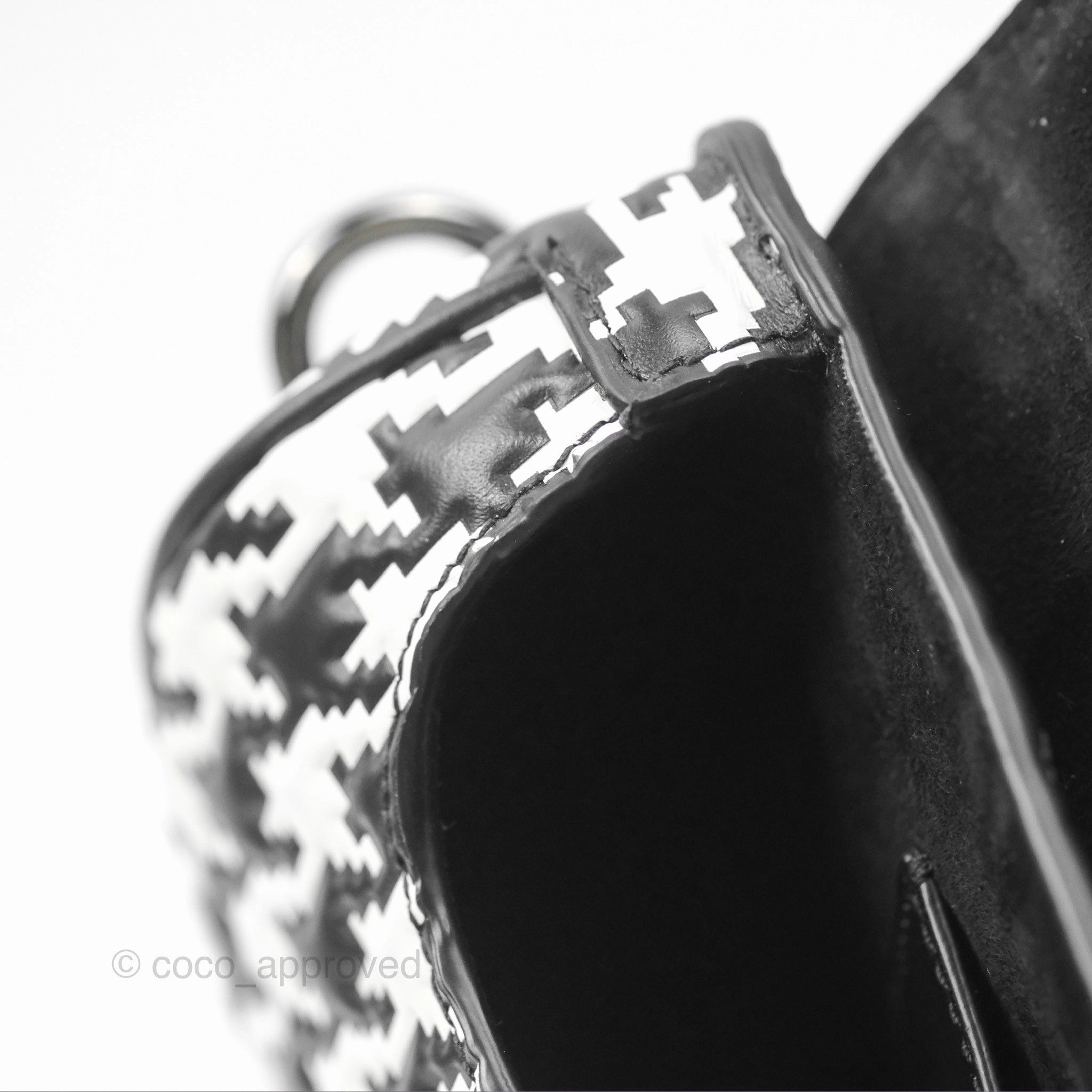 Christian Dior Bobby East-West Bag Black And White Houndstooth Embossed Calfskin