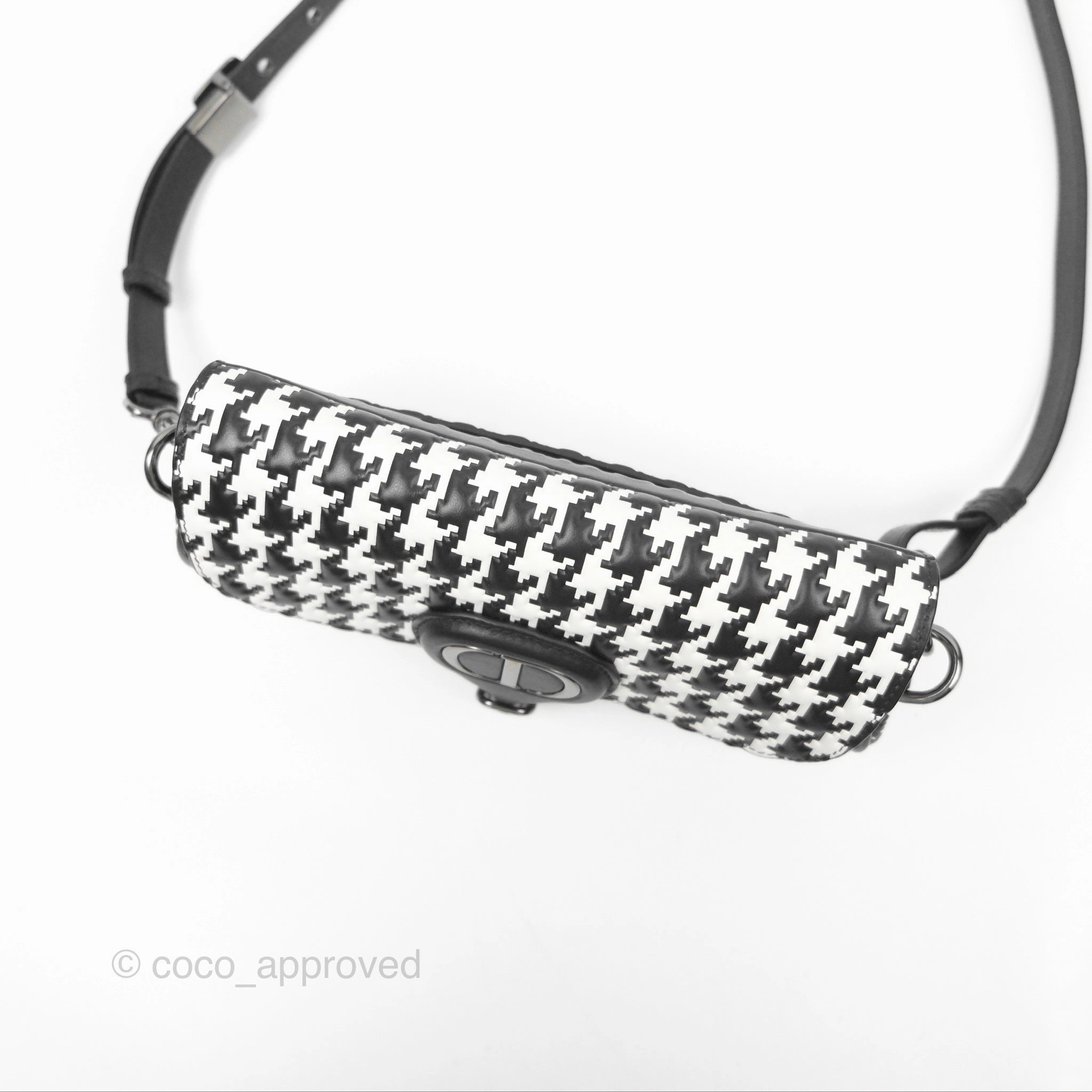 Christian Dior Bobby East-West Bag Black And White Houndstooth Embossed Calfskin