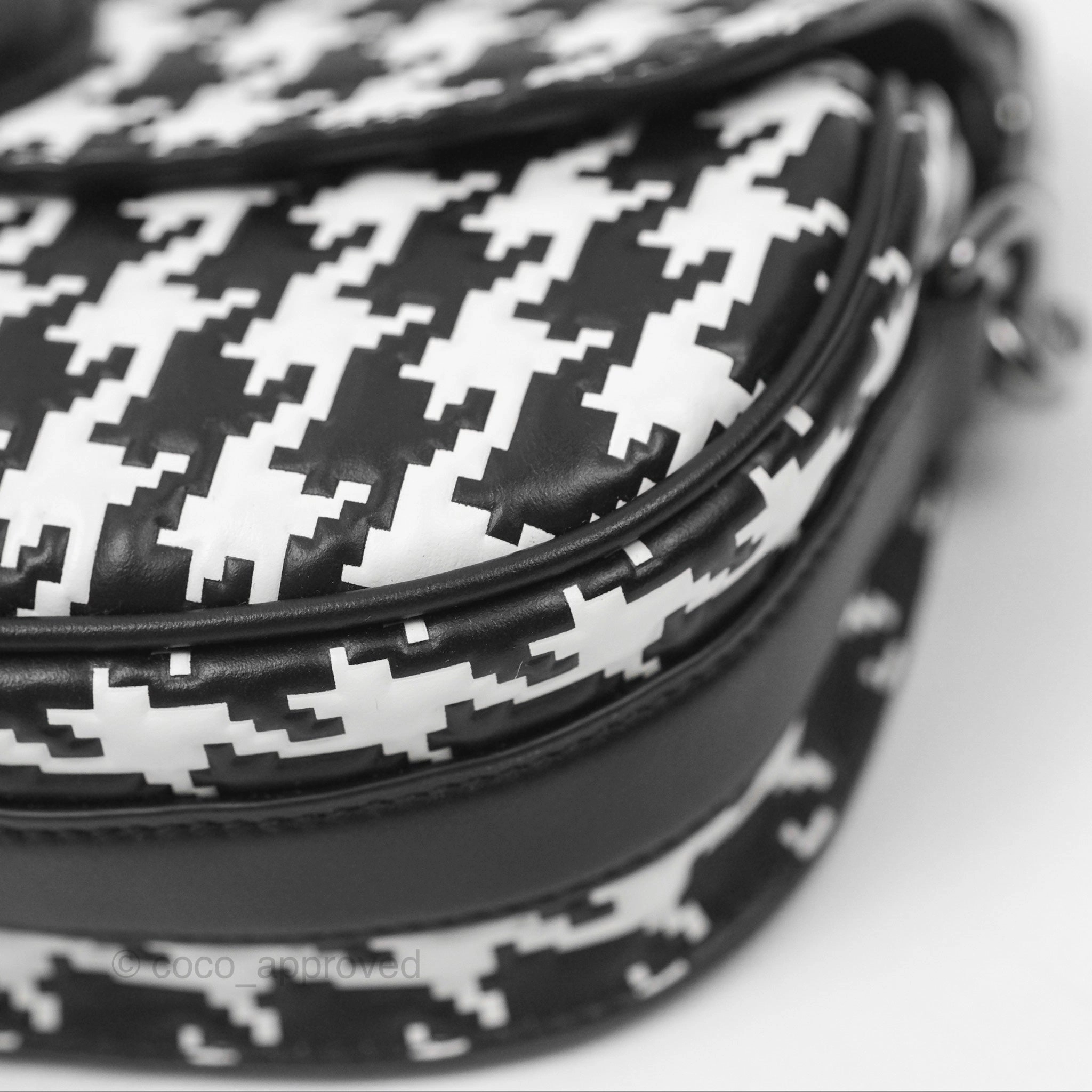 Christian Dior Bobby East-West Bag Black And White Houndstooth Embossed Calfskin
